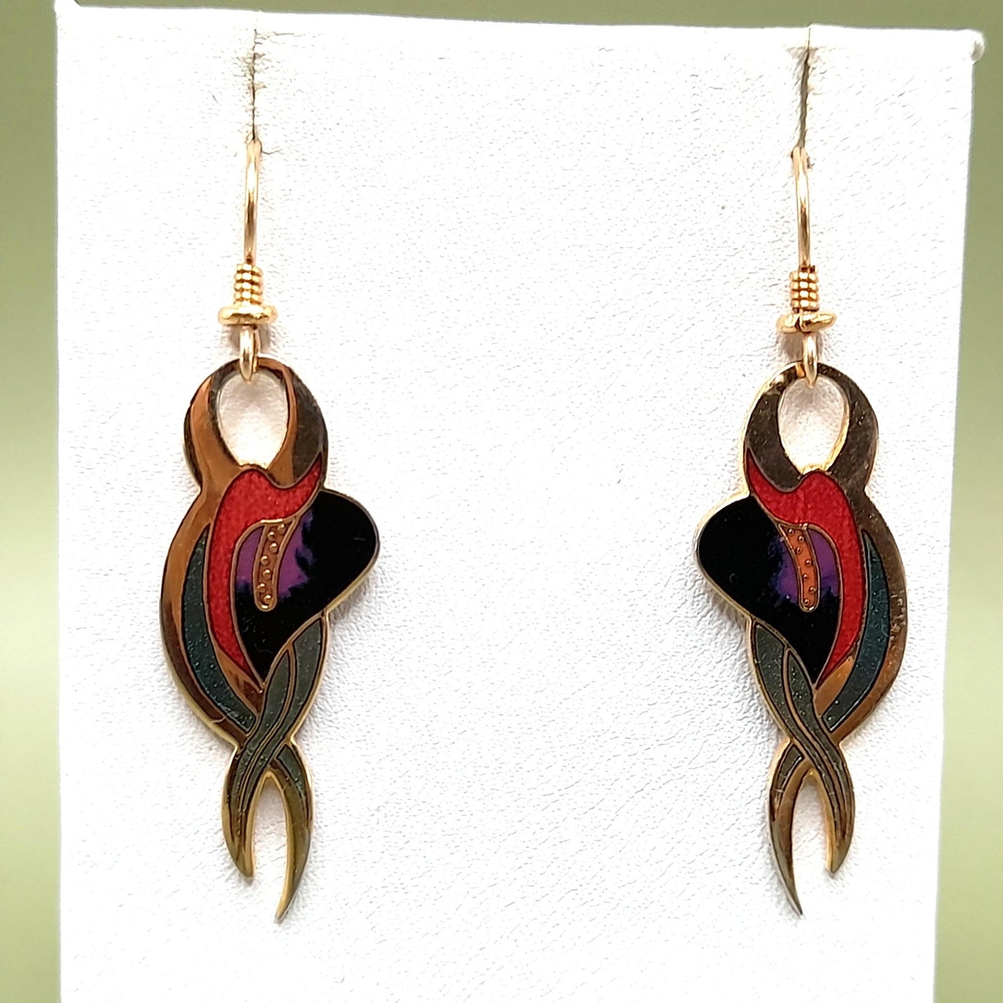 Vintage Laurel Burch "Everlasting Lily" Earrings, Gold Plated