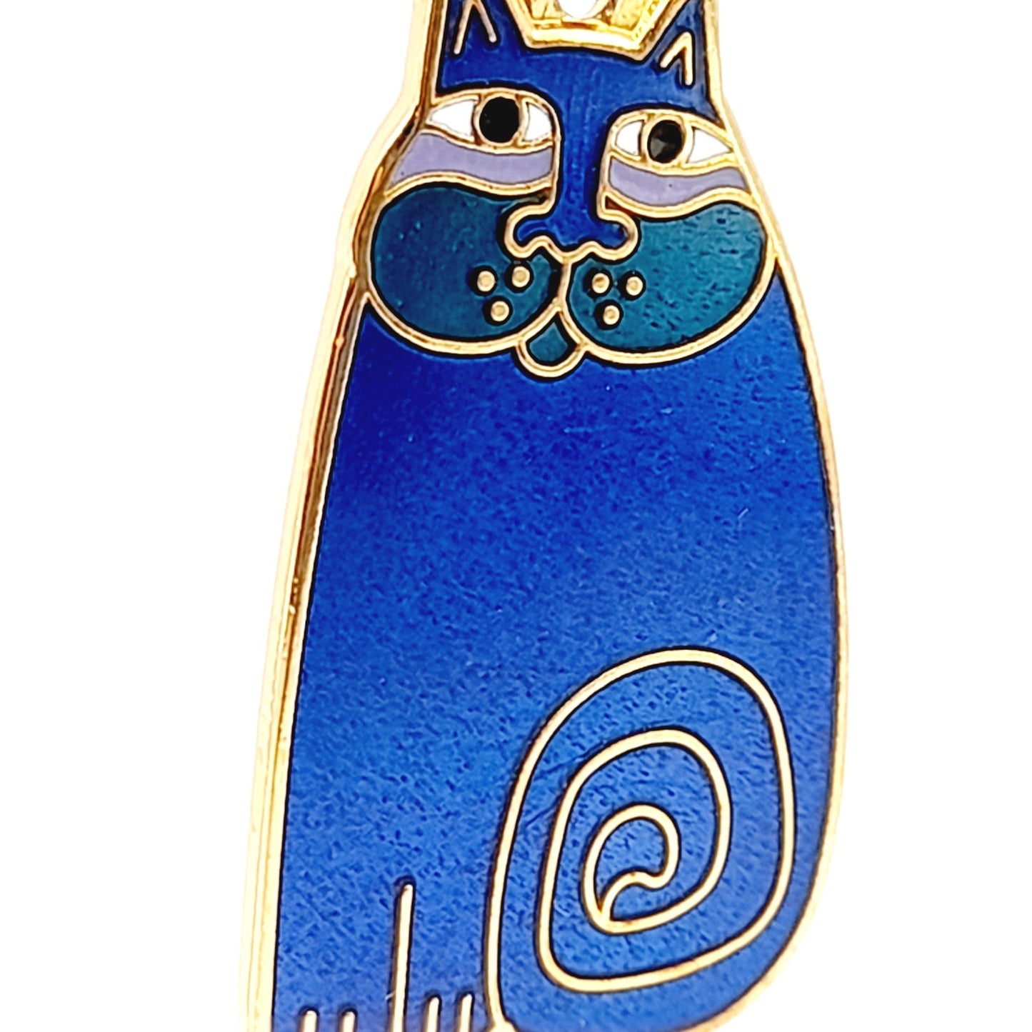 Vintage Laurel Burch Olivia Blue Cat Earrings Gold Plated