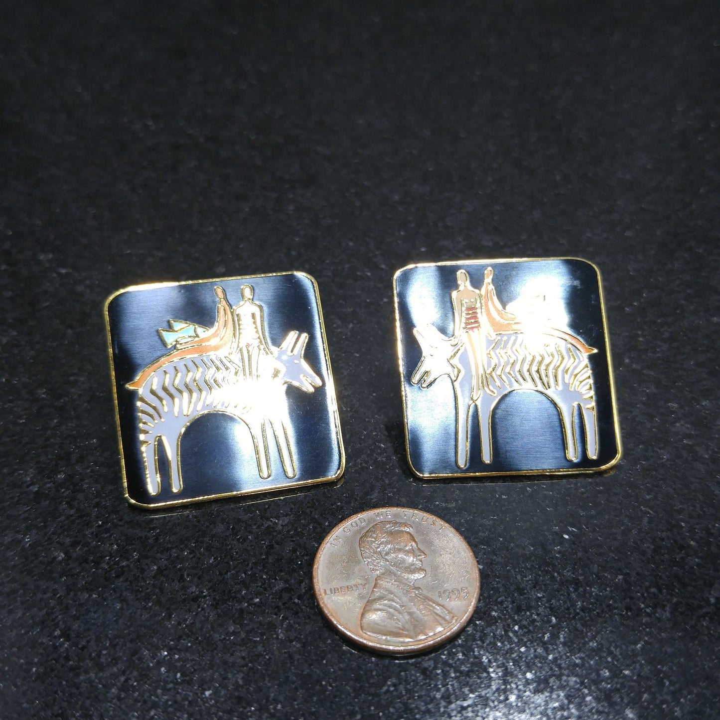 Laurel Burch "Fantasy Friends" Post Earrings, Gold Plated, 1980s Vintage Jewelry