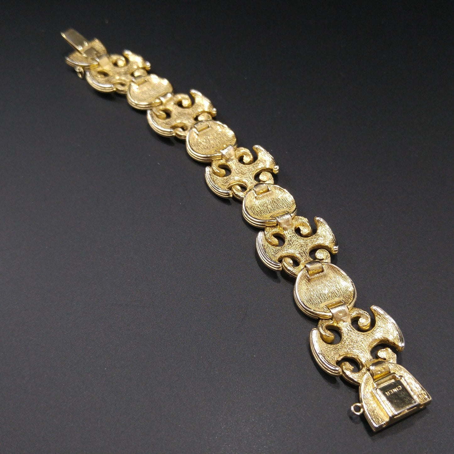 Vintage CINER Maltese Cross Bracelet, 22K Gold Plated, Silver Gold Tone