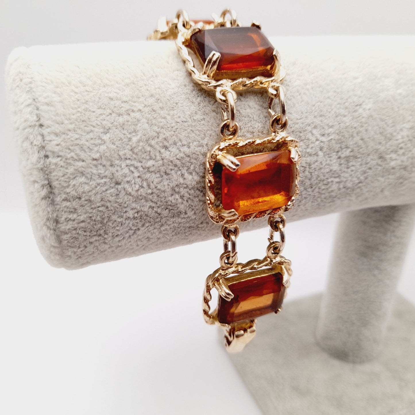 Vintage Sarah Coventry Light Dark Topaz Link Bracelet 1970s