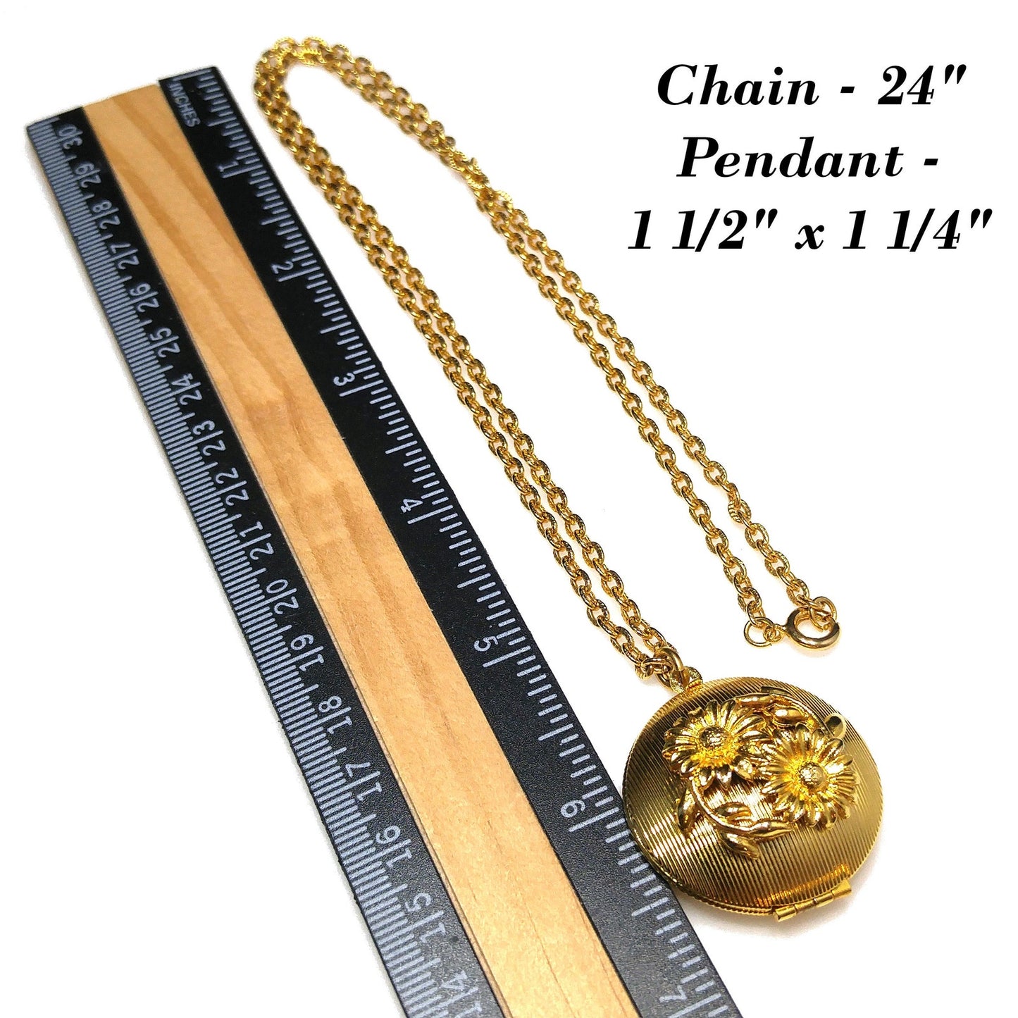 Vintage Perfume Floral Locket Necklace, Solid Perfume Inside, 1960s Vintage Jewelry