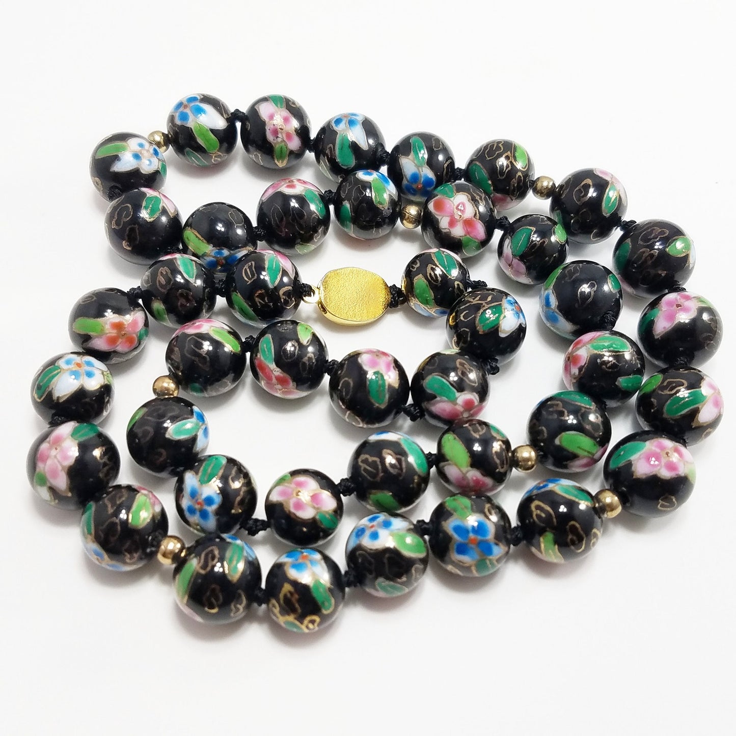 Vintage Chinese Hand Knotted Beaded Necklace, Imported 1960s