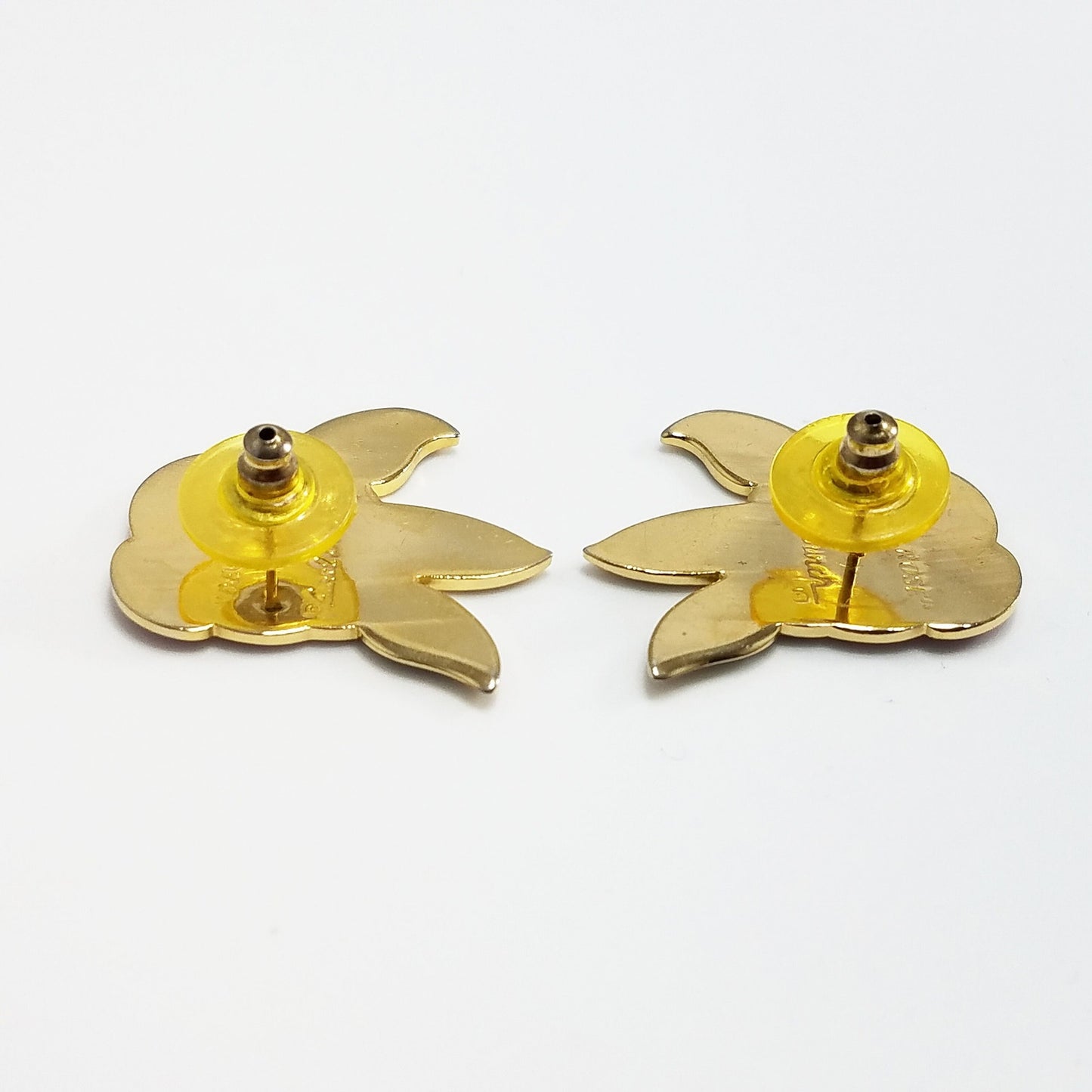 Vintage Laurel Burch "Deco Rose" Earrings, Gold Cloisonne Posts, Gold Plated