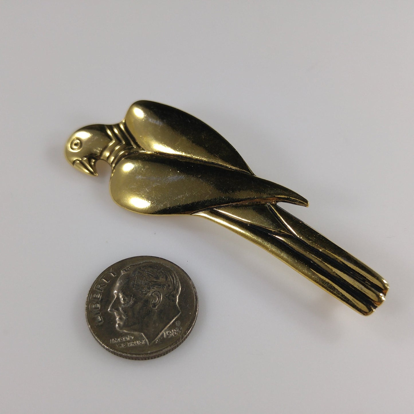 Laurel Burch Parrot Brooch & Pendant, Gold Plated, 1980s Vintage Jewelry