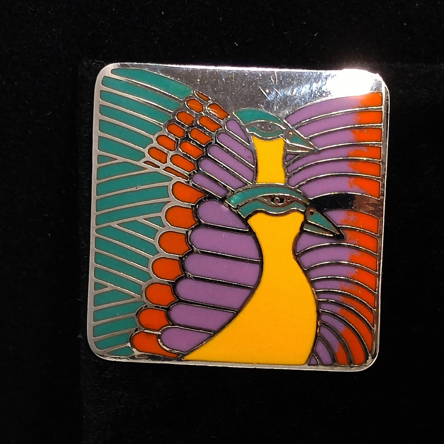 Vintage Laurel Burch "Moondoves" Post Earrings, Rhodium Plated, 1980s