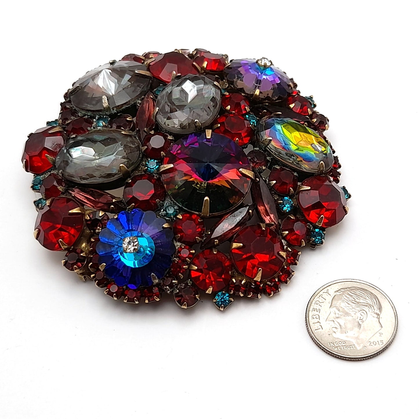 Vintage Red Rhinestone Margarita Brooch - Statement Piece