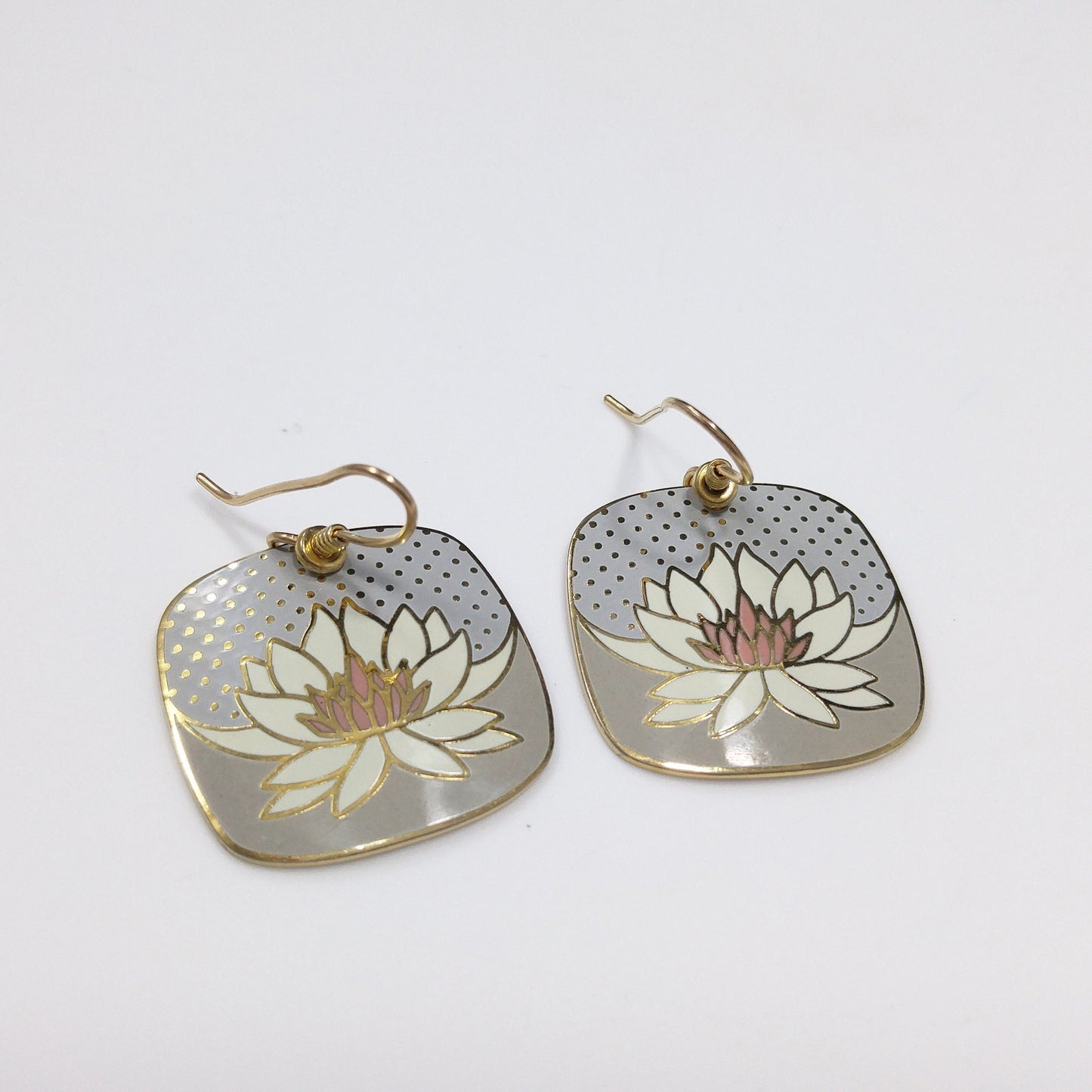 Vintage Laurel Burch Nile Lily Earrings, Gold Plated