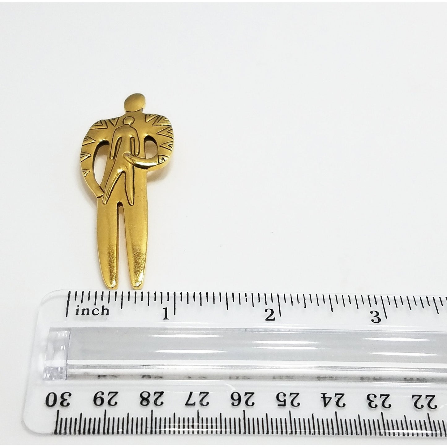 Vintage Laurel Burch Tribal Spirit Person & Child Brooch, Gold Plated