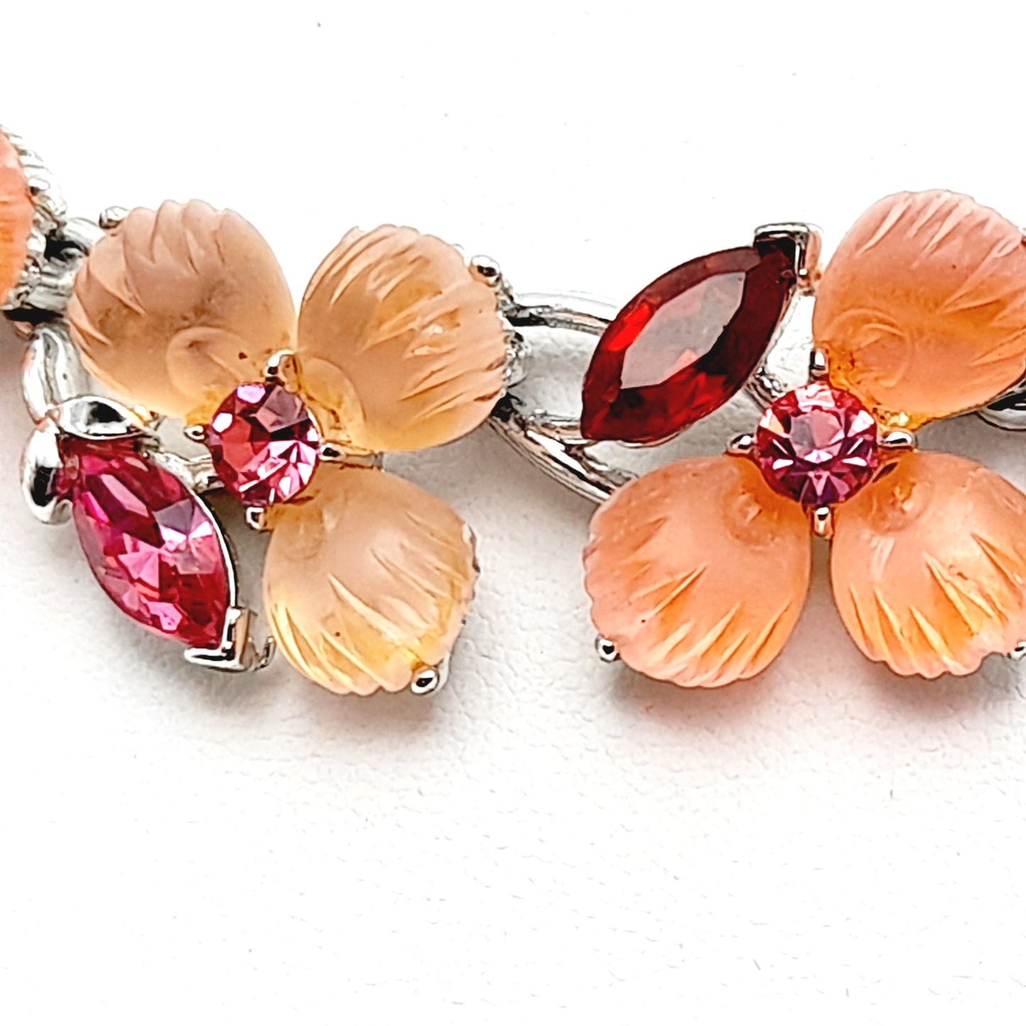Vintage Lisner Pink Rhinestone Lucite Floral Choker
