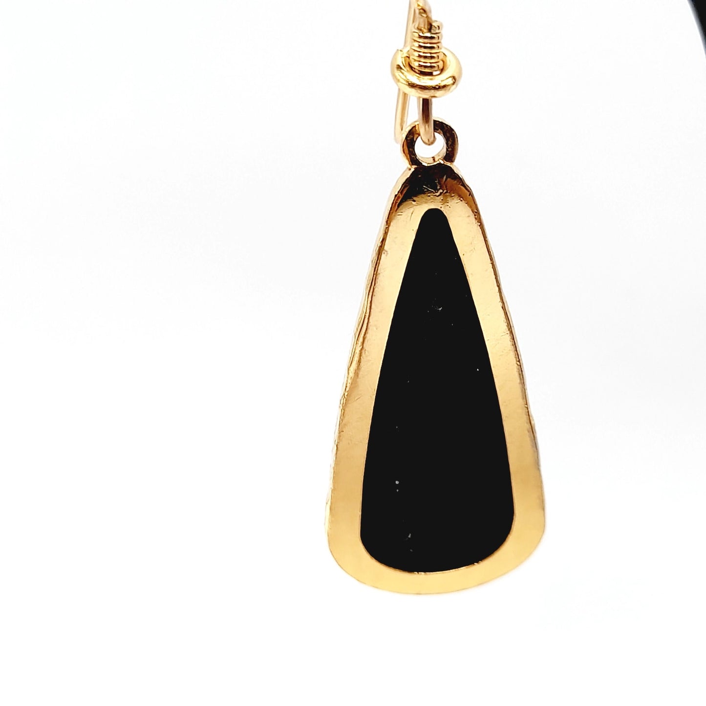 Laurel Burch Black Enamel Earrings – Vintage Gold Plated Drop Dangle Jewelry