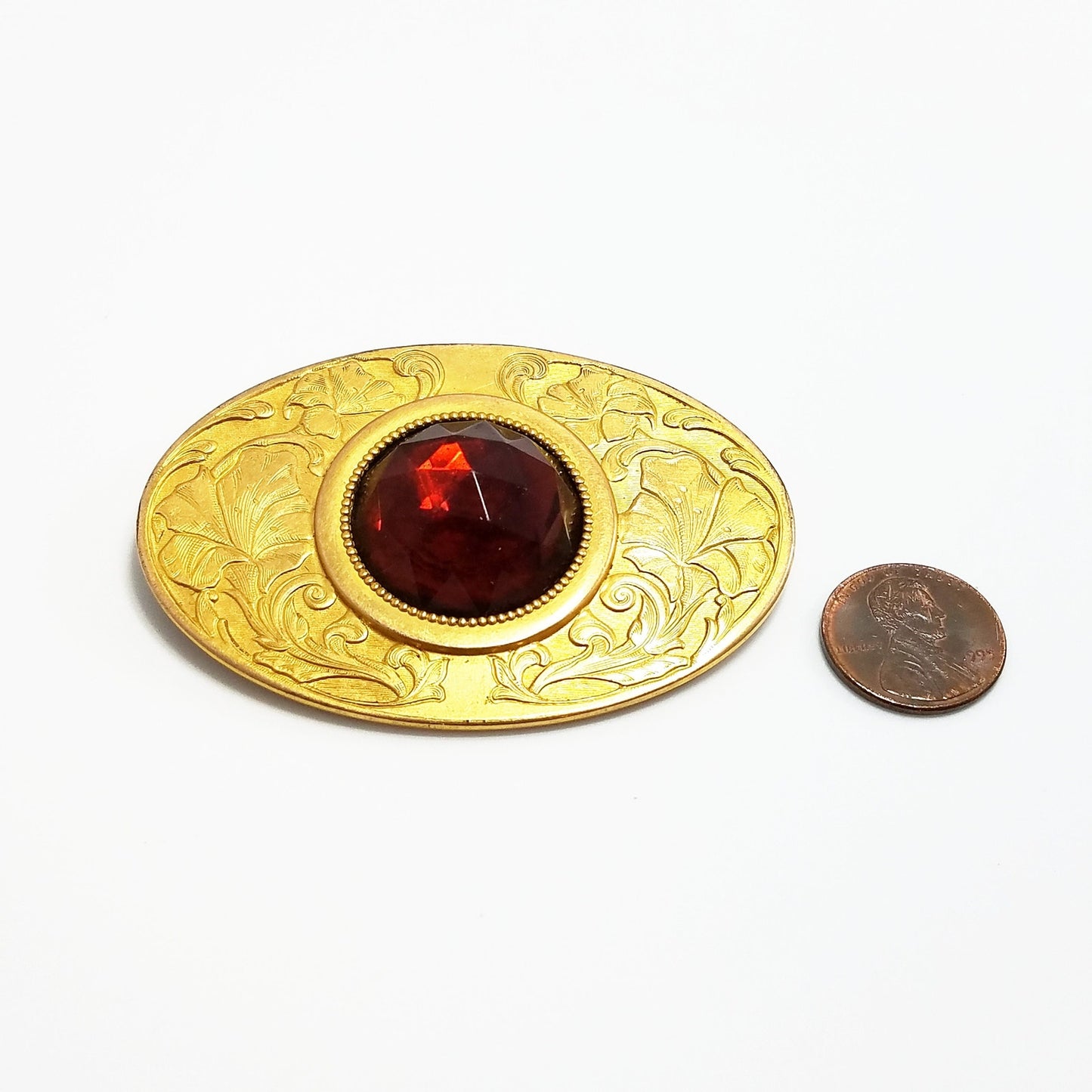 Antique Sash Pin Repousse JCP & Sons , Signed Floral Design, Early 1900s