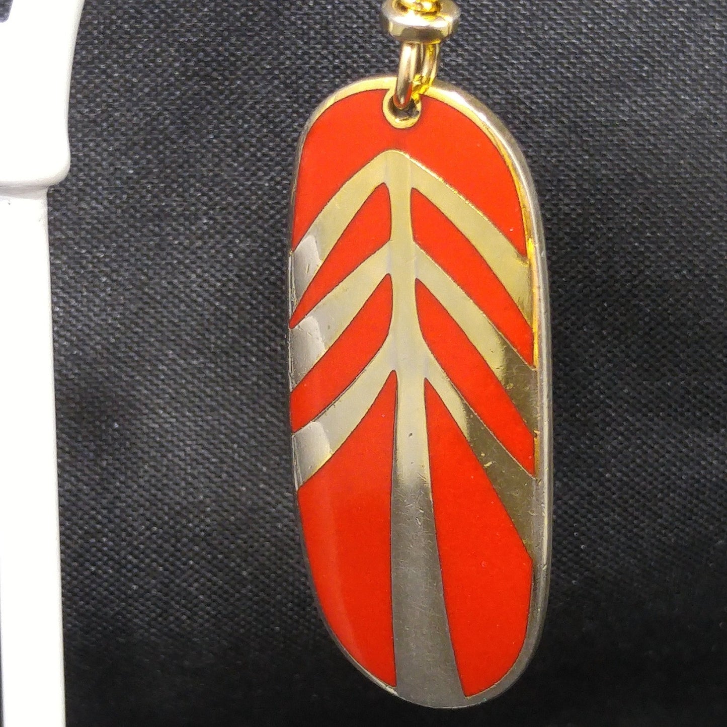 Vintage Laurel Burch "Tahoe Arrow" Earrings, Bright Red Enamel, Gold Plated