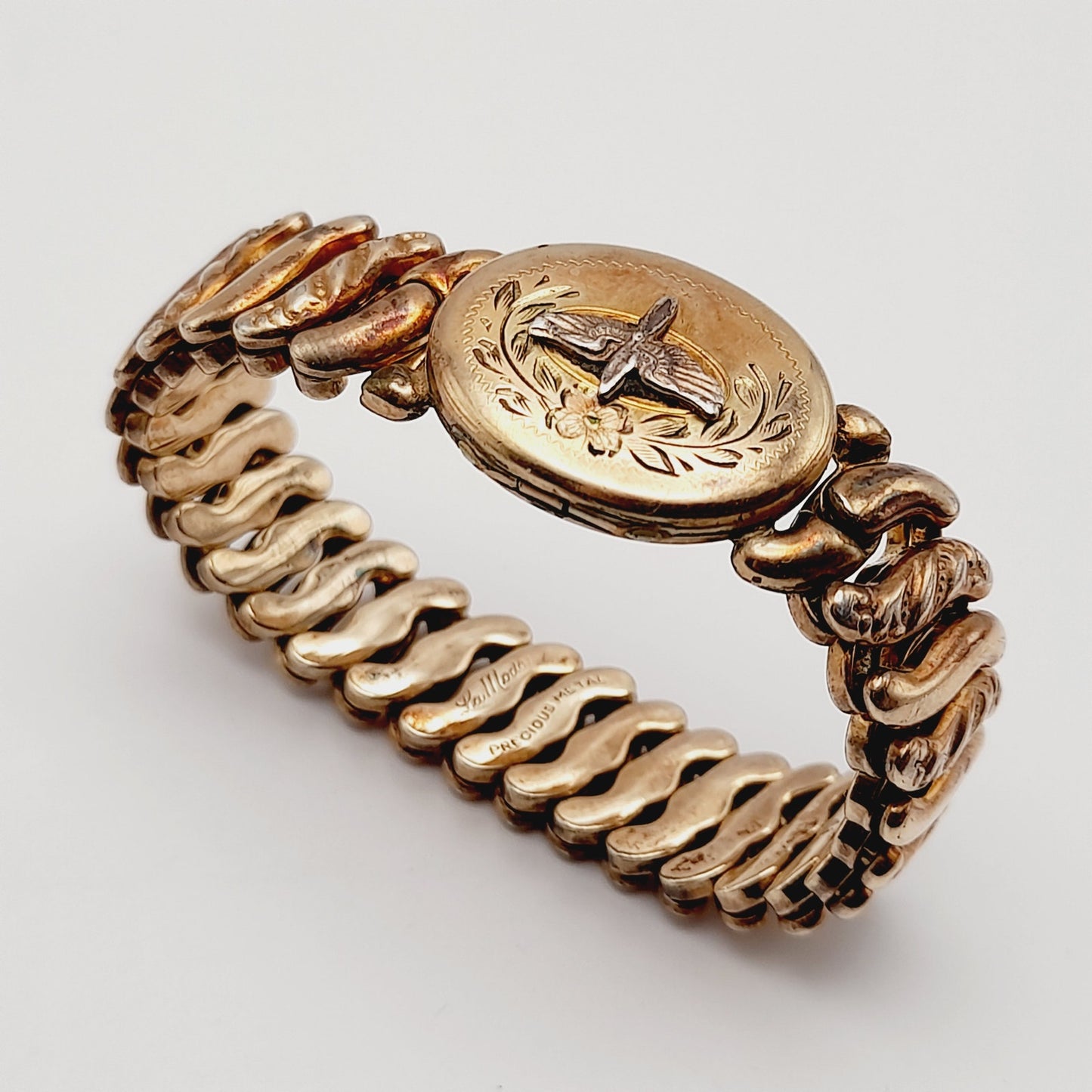 Vintage La Mode Locket Expansion Bracelet, 12K Gold-Filled Sweetheart Jewelry
