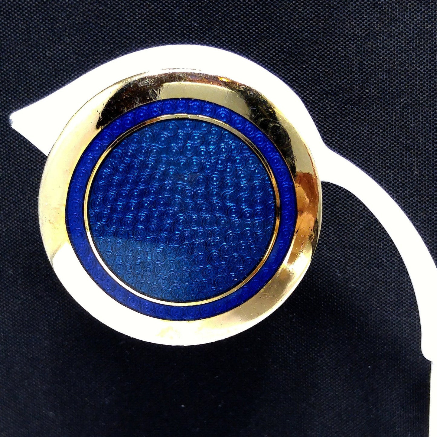 Laurel Burch "Victoria" Clip Earrings, Blue Enamel, Gold Plated, 1980s Vintage