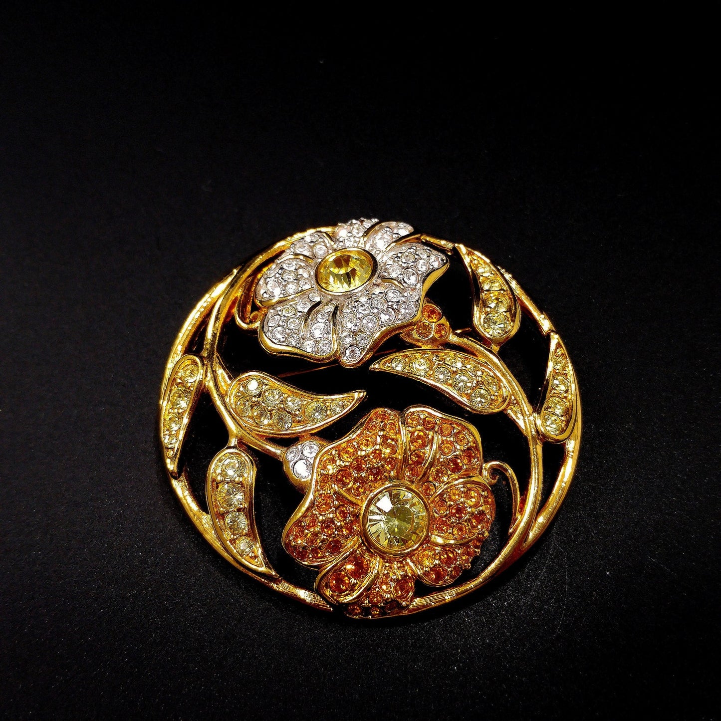Swarovski Rhinestone Harmony Brooch, "Garden of Tranquility", Gold Plated, 2001 Vintage Jewelry