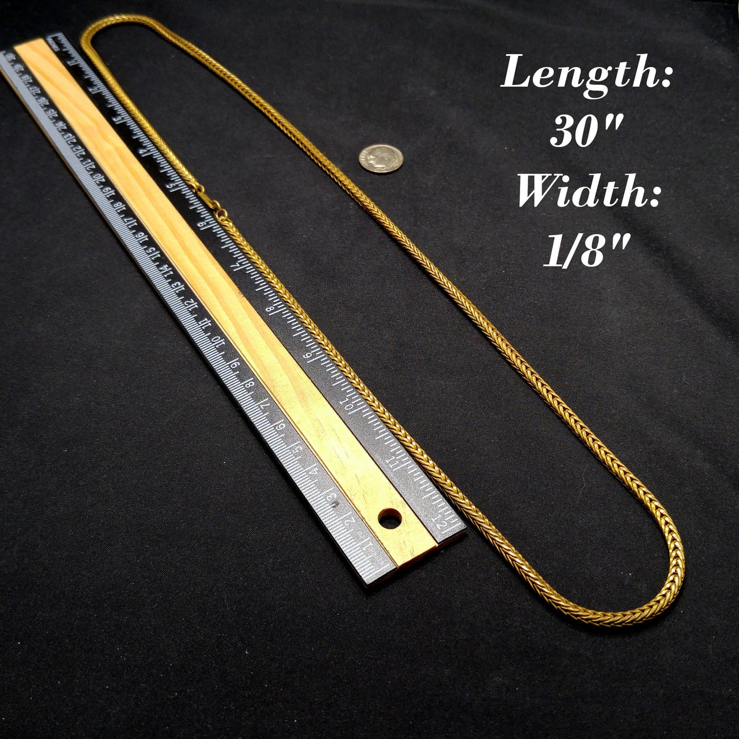 Miriam Haskell Brass Wheat Chain Long Necklace, 30 Inches, 1940s Vintage Jewelry