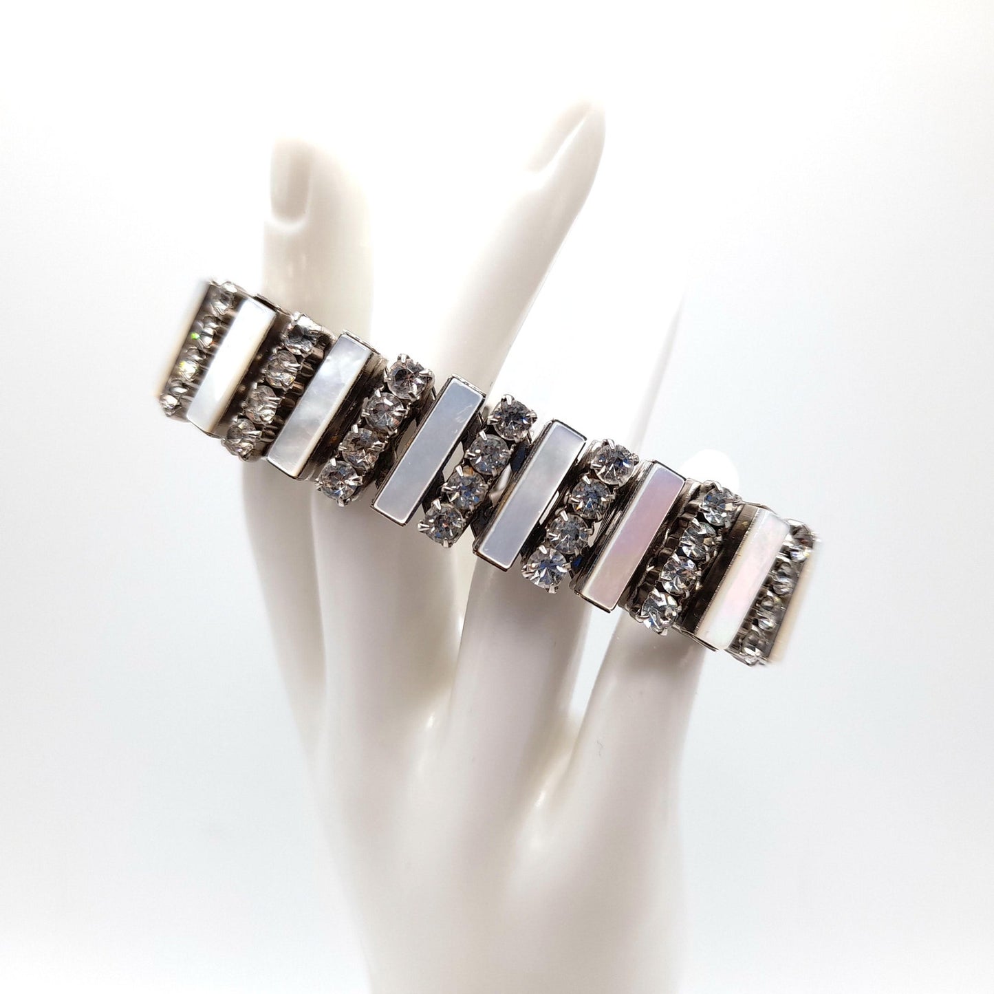 Vintage Mother of Pearl Expansion Bracelet, Rare Design, 1950s