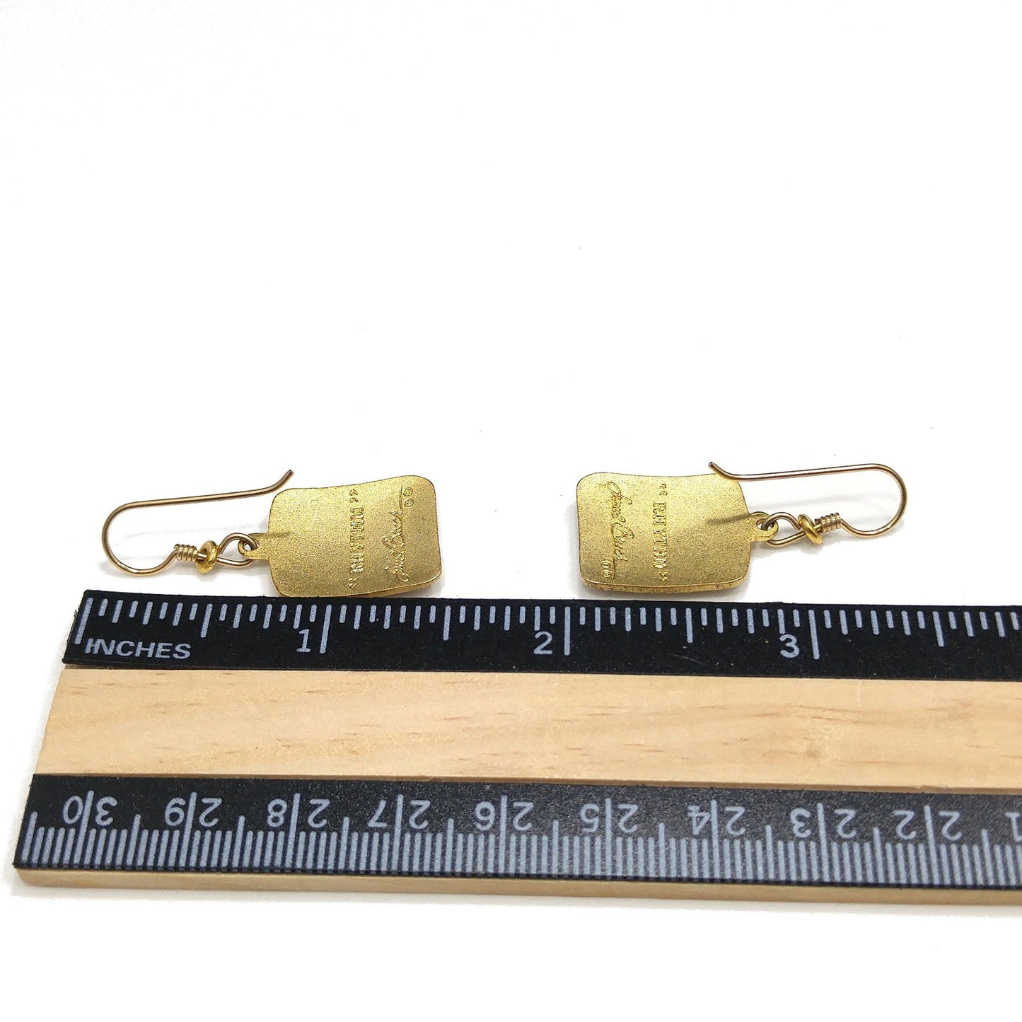 Vintage Laurel Burch "Rhythm" Earrings, Gold Plated, Brown Enamel