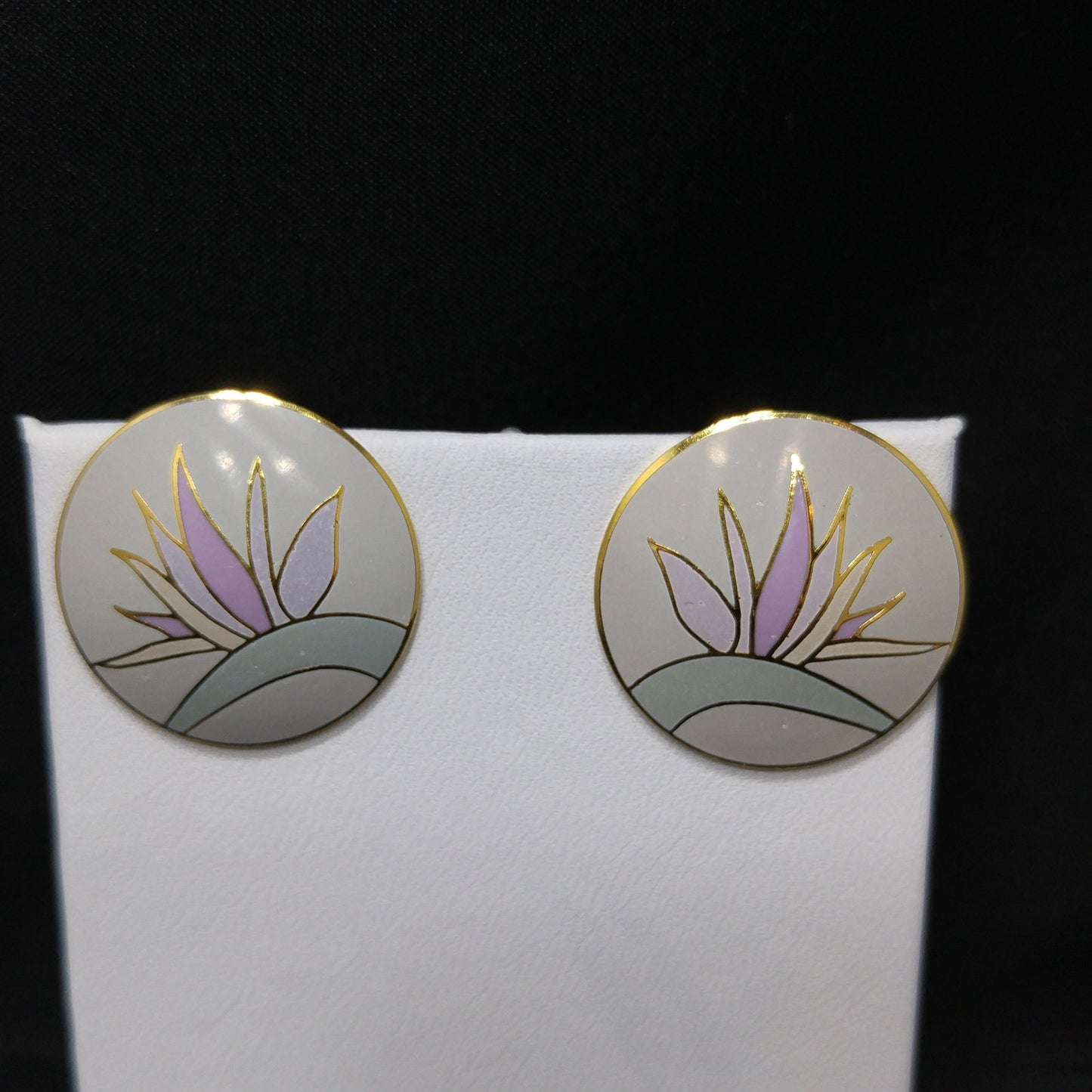 Vintage Laurel Burch Bird of Paradise Post Earrings, Gold Plated, 1980 Vintage
