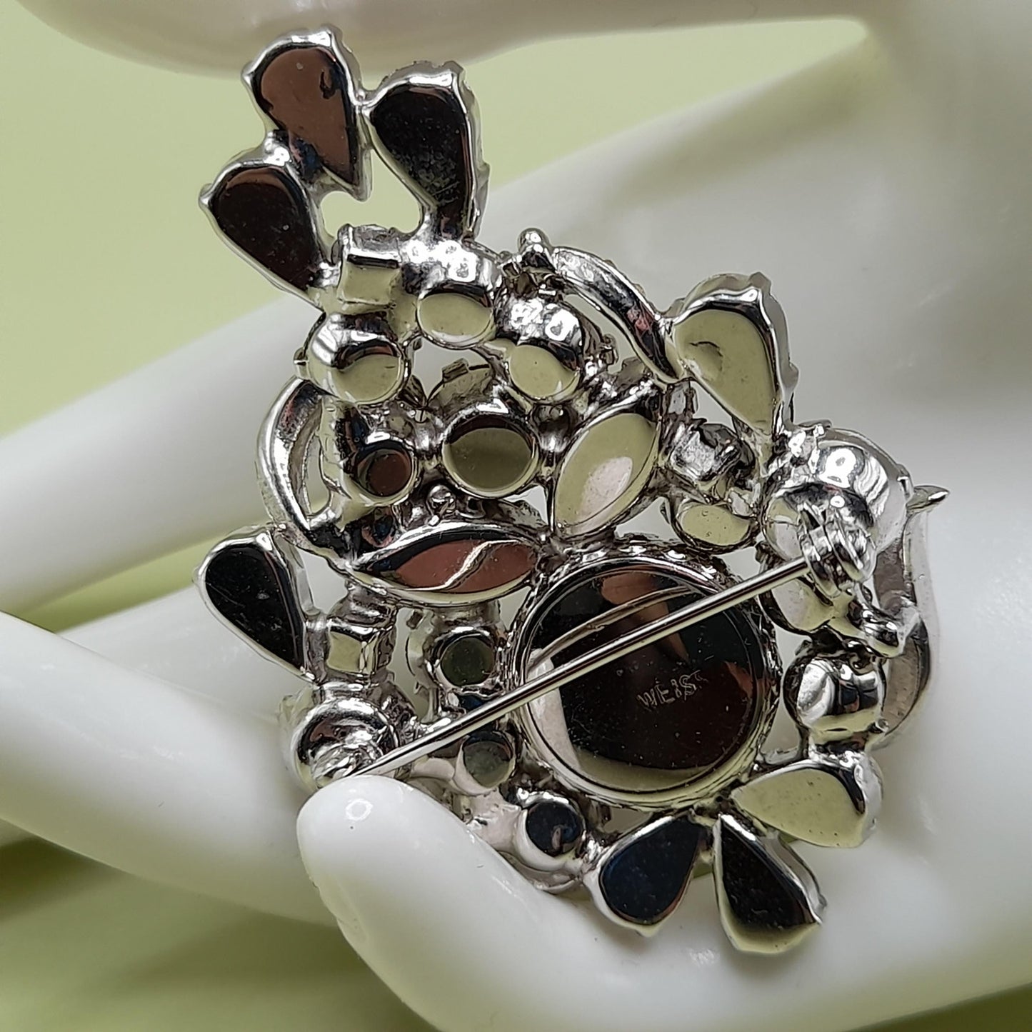 Vintage Weiss Wedding Brooch, Clear Rhinestones, Rhodium Plated, 2 1/2 In