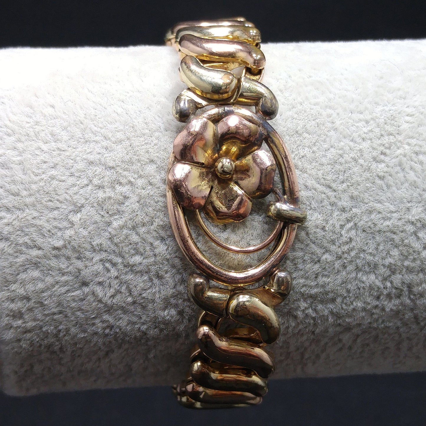 Binder Brothers Expansion Bracelet, Floral Openwork, 1920s Vintage Jewelry