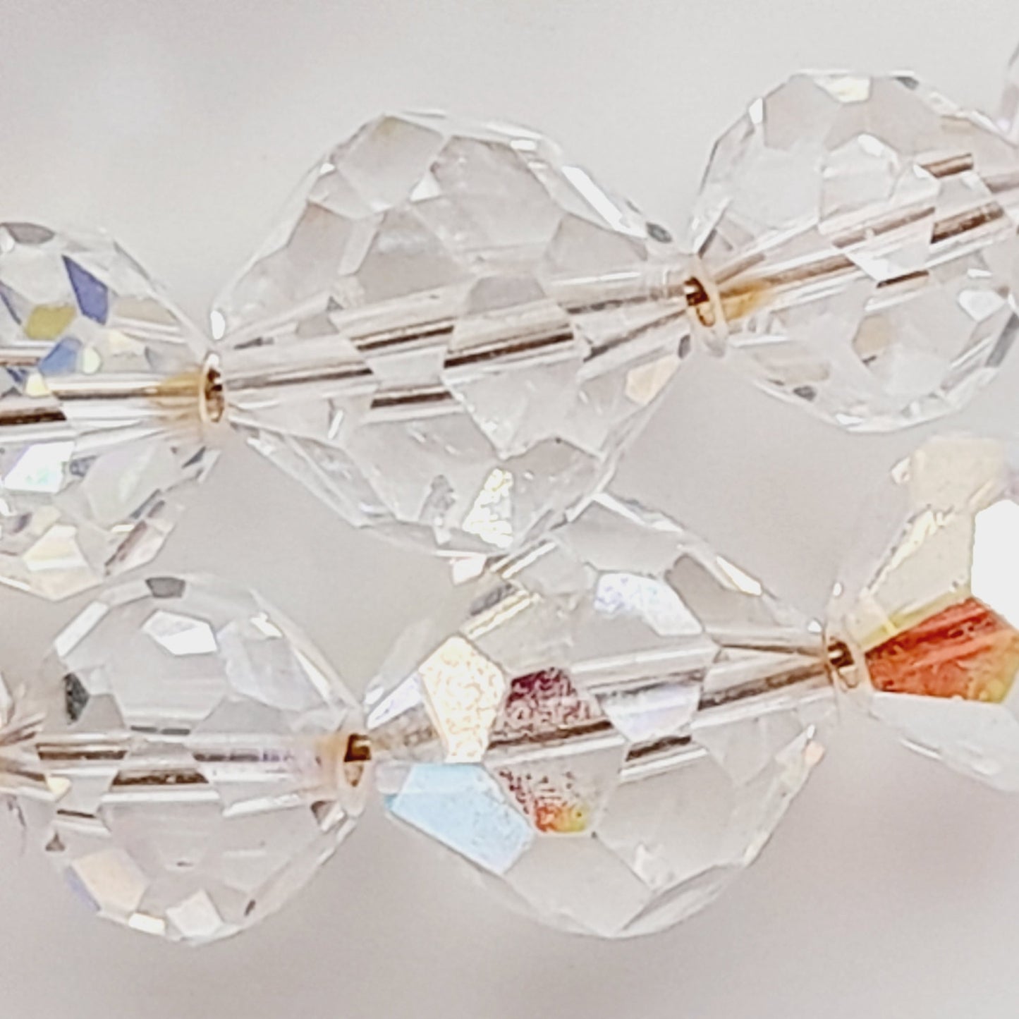 Vintage 1950s Clear Aurora Borealis Crystal Two Strand Bracelet – 6 3/4 Inches