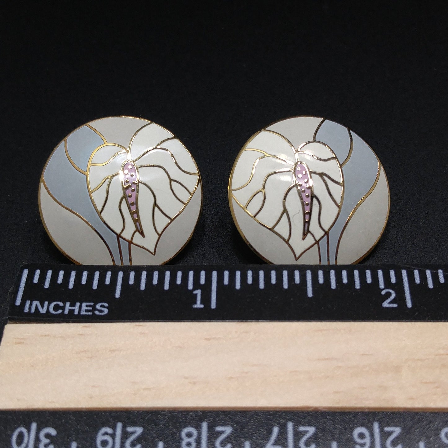 Laurel Burch Antherium Floral Post Earrings, Gold Plated, 1980s Vintage Jewelry