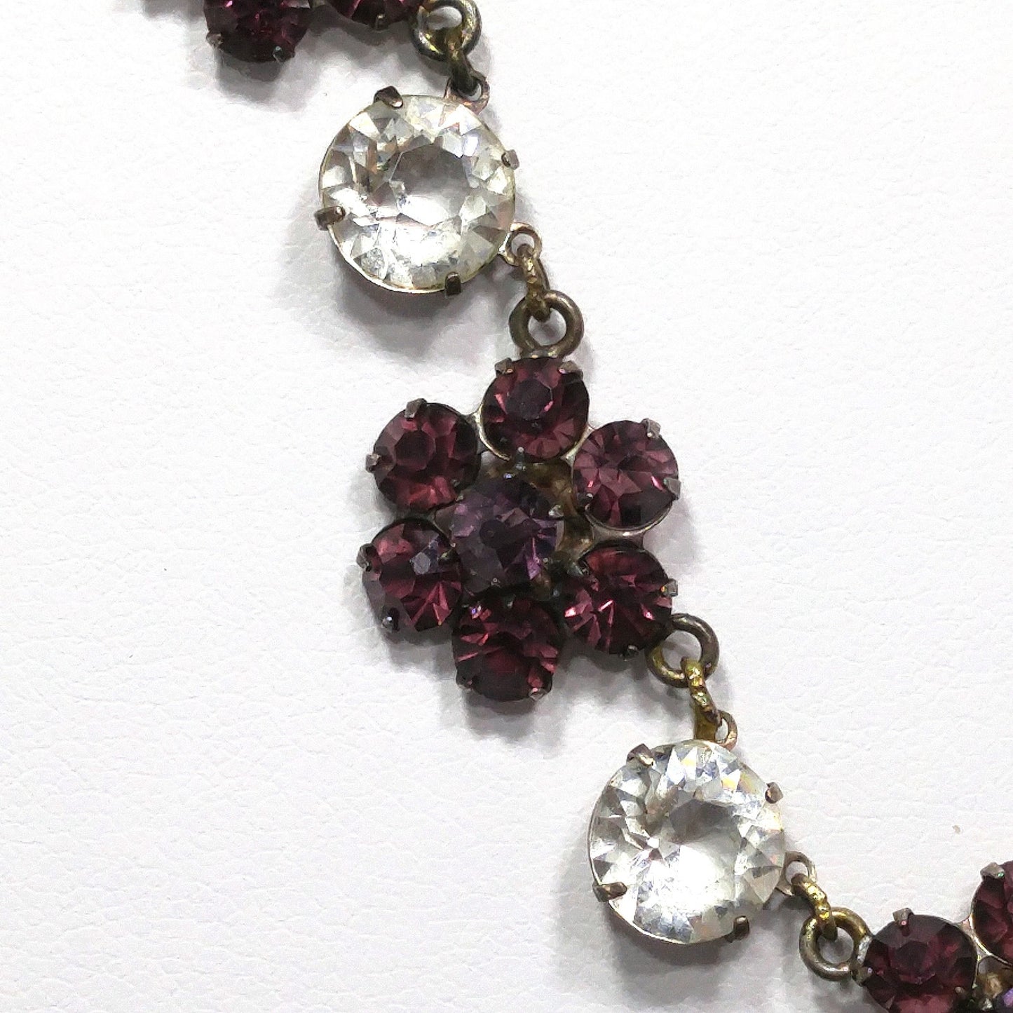 Vintage Sterling Art Deco Necklace, Open Back Czech Glass Stones, 1920s Vintage Jewelry