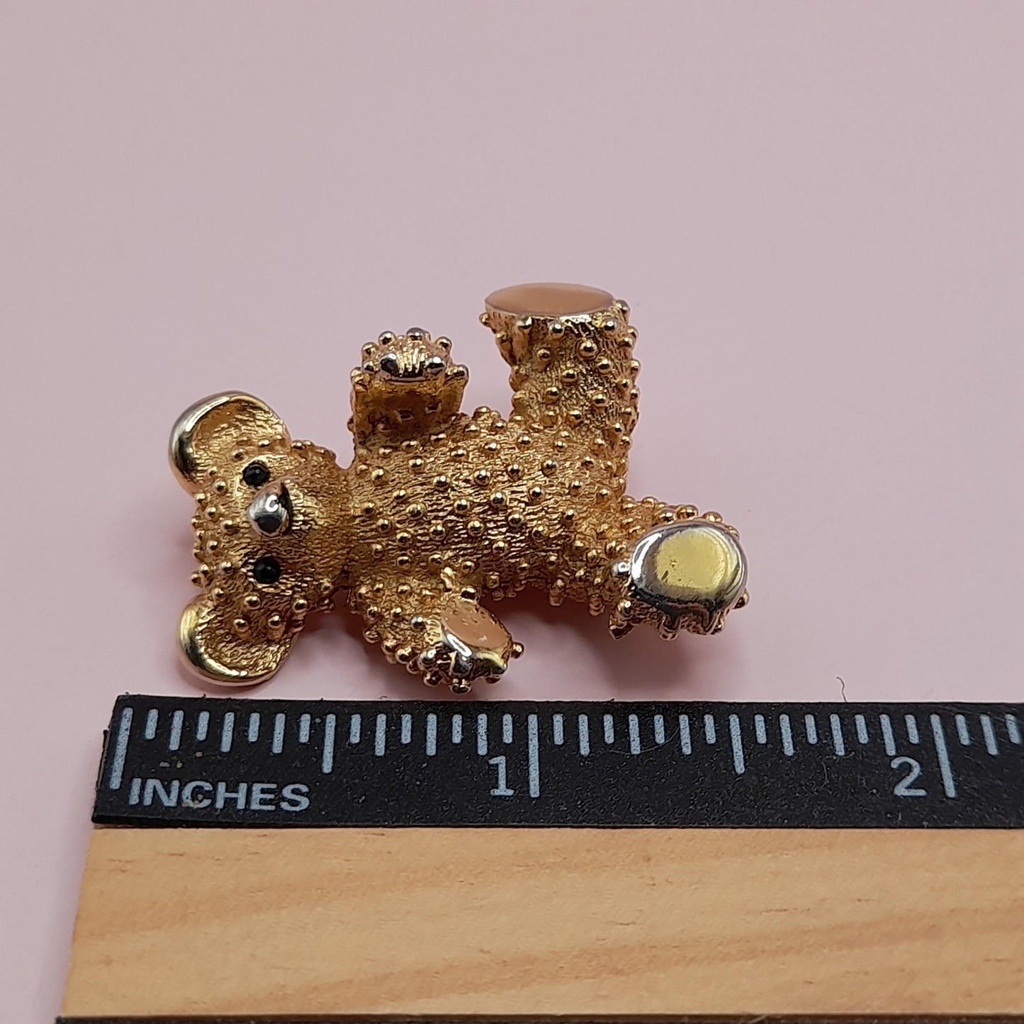 Vintage Boucher Teddy Bear Brooch, Gold Plated, Signed Number 8091P, 1960s