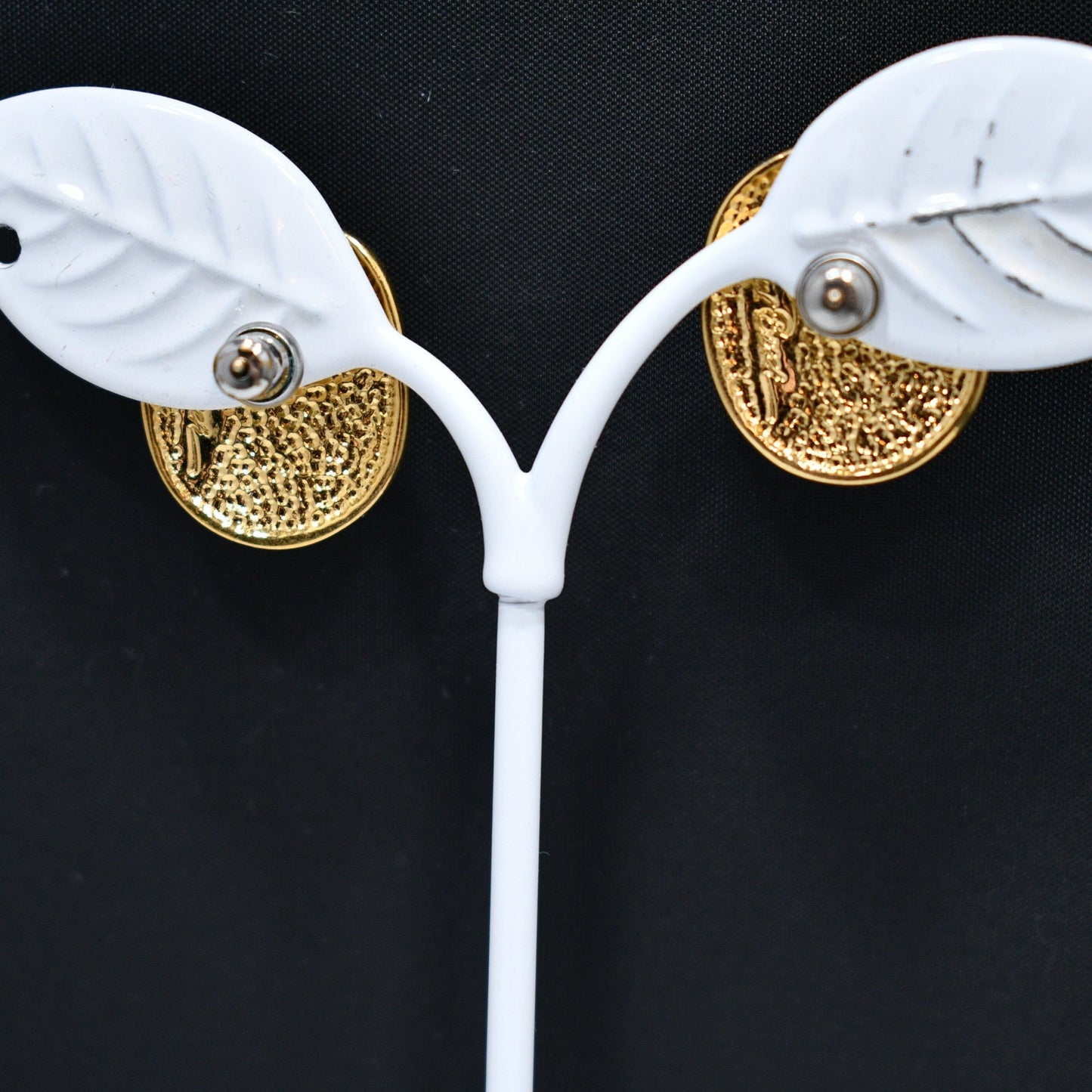 Laurel Burch Eiko Post Earrings, Gold Plated, Japanese Mask, 1980s Vintage