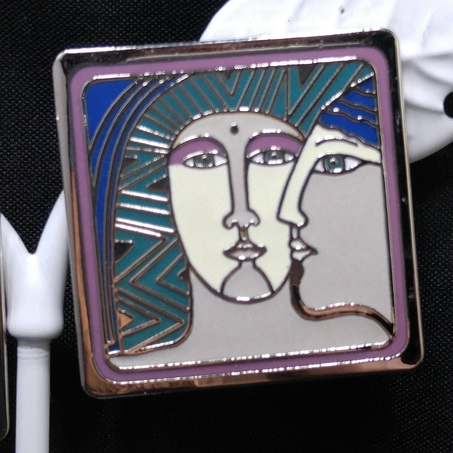 Vintage Laurel Burch "Ancient Ancestors" Post Earrings, Rhodium Plated