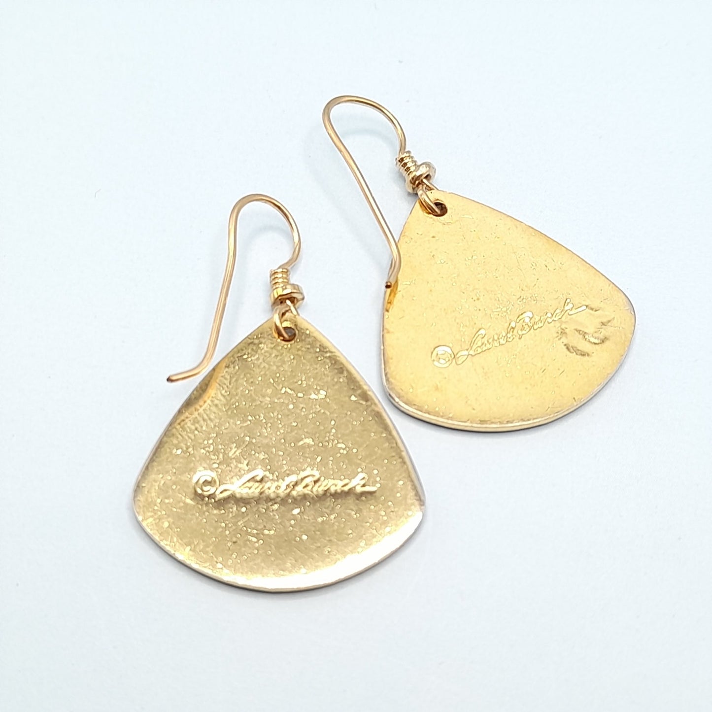 Vintage Laurel Burch Gold Plated Purple Waterfall Earrings