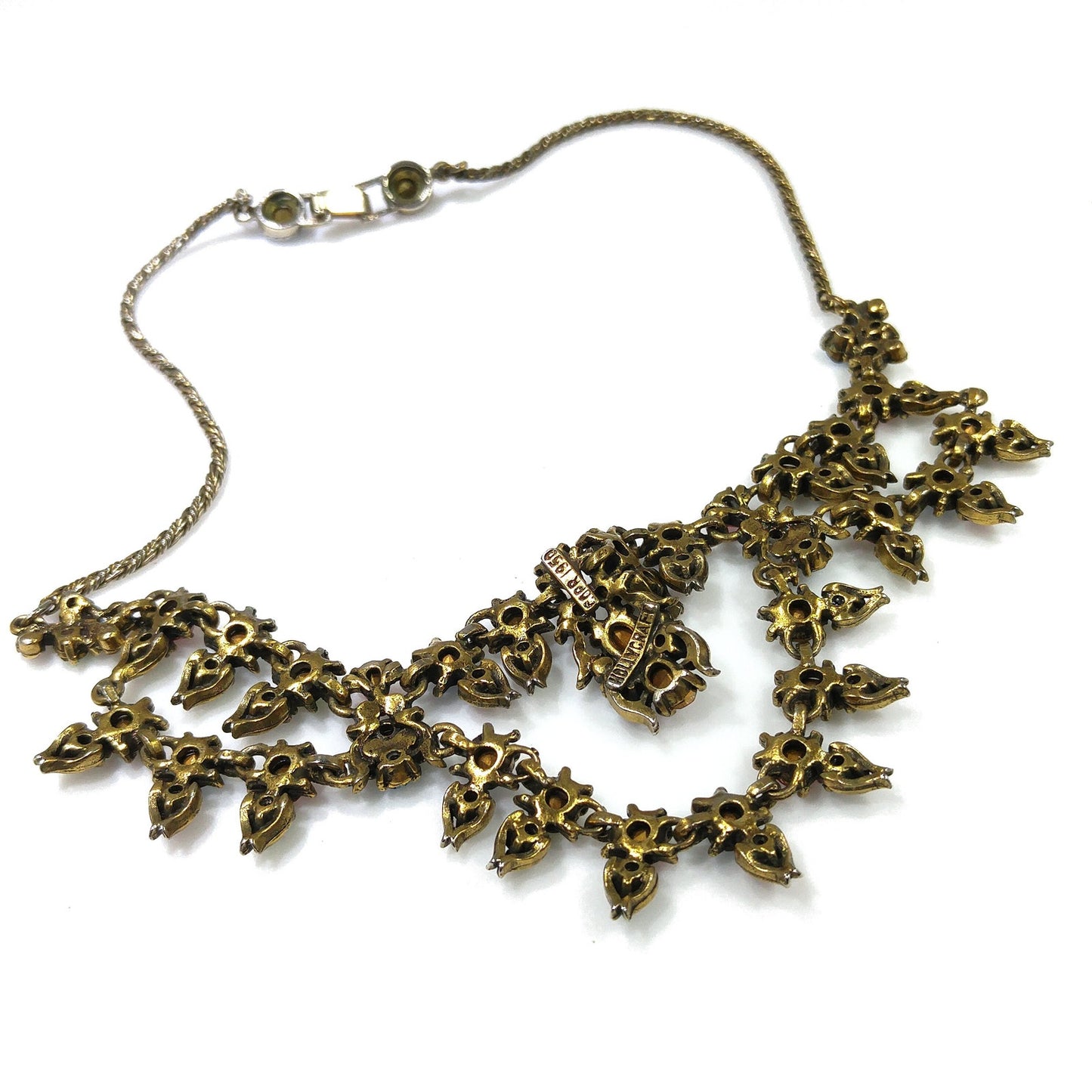 Hollycraft Pastel Rhinestone Necklace, Stamped Copr 1950, 1950s Vintage Jewelry