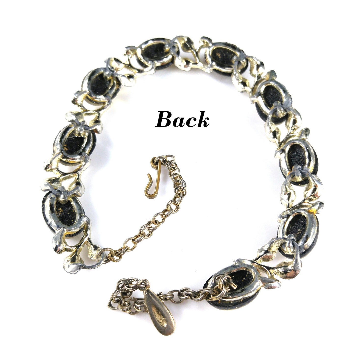 Lucite Glitter Cabochon Choker Necklace, Mid-century, 1950s Vintage Jewelry