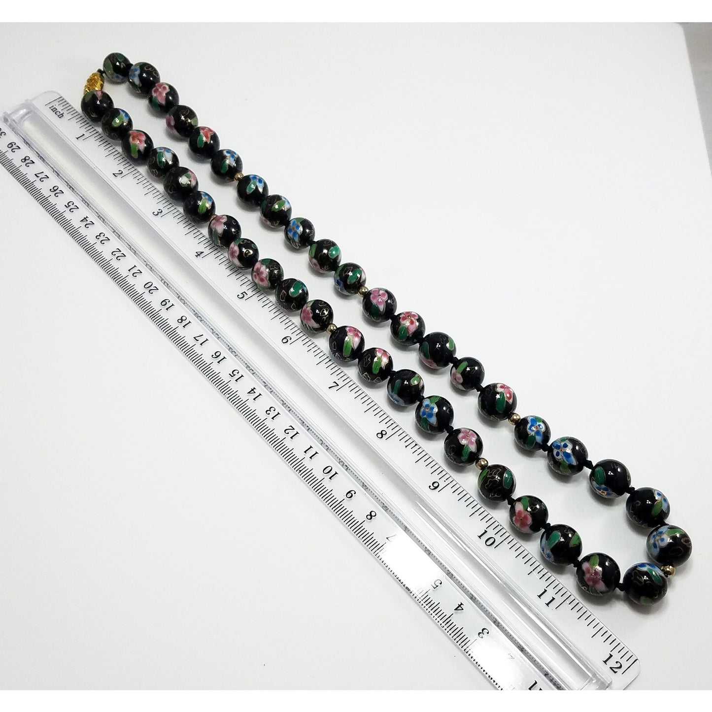Vintage Chinese Hand Knotted Beaded Necklace, Imported 1960s