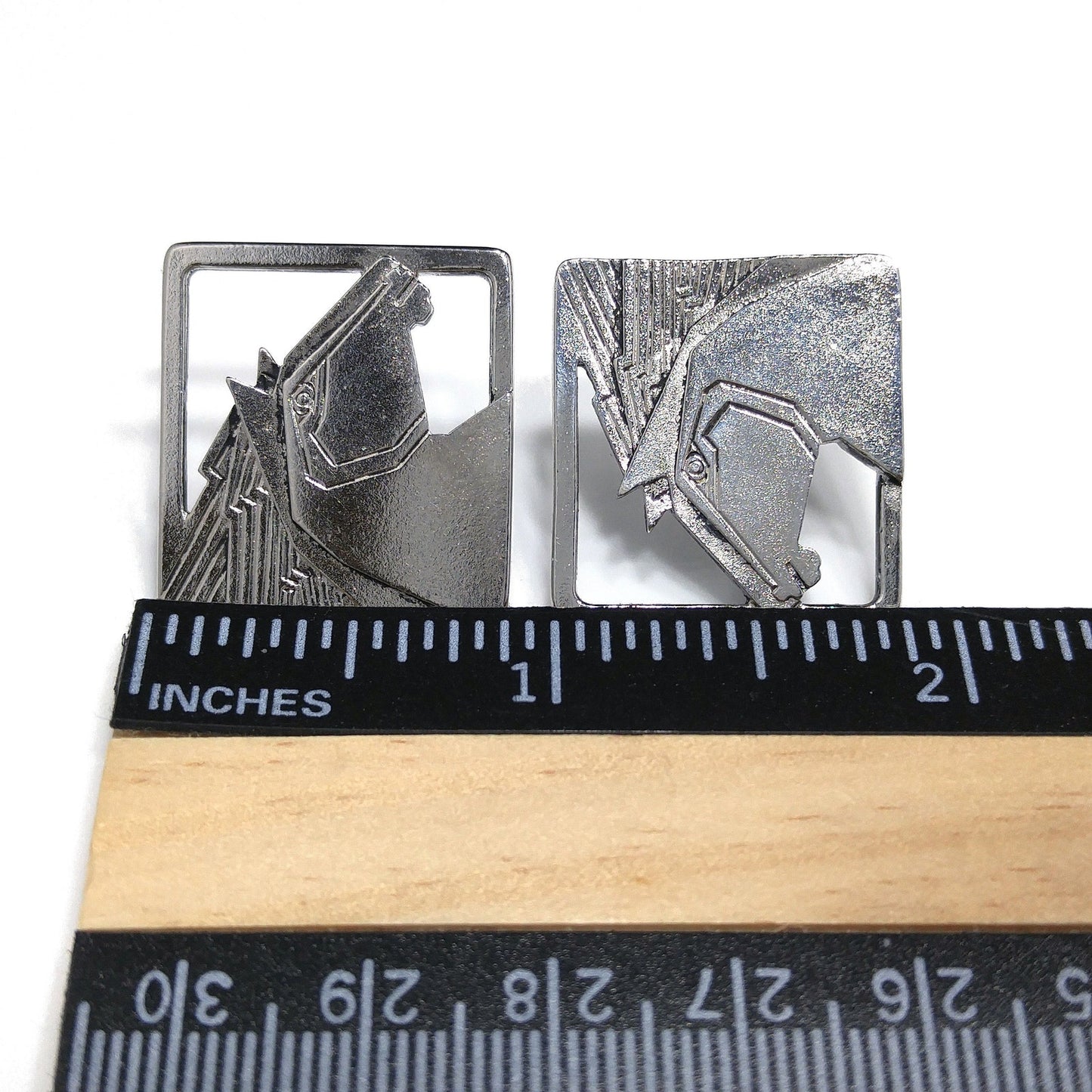 Vintage Laurel Burch Stallion Horse Post Earrings, Rhodium Plated