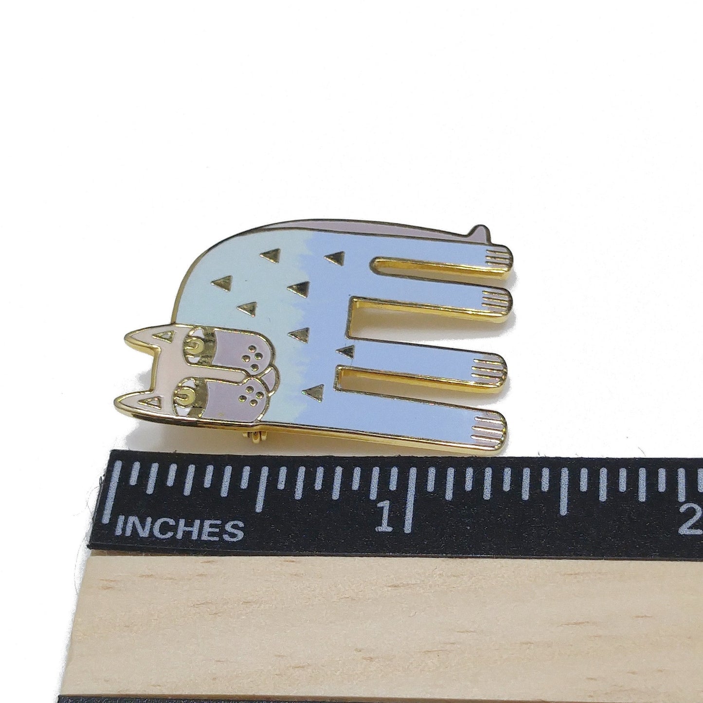 Laurel Burch "Alexander's Animal" Cat Brooch, Pastel Enamel, Gold Plated, 1980s Vintage Jewelry