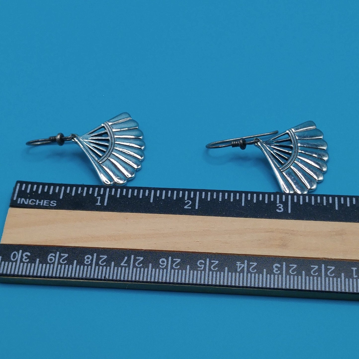 Laurel Burch Fan Earrings, Rhodium Plated, Silver Plated Ear Wire, 1980s Vintage Jewelry