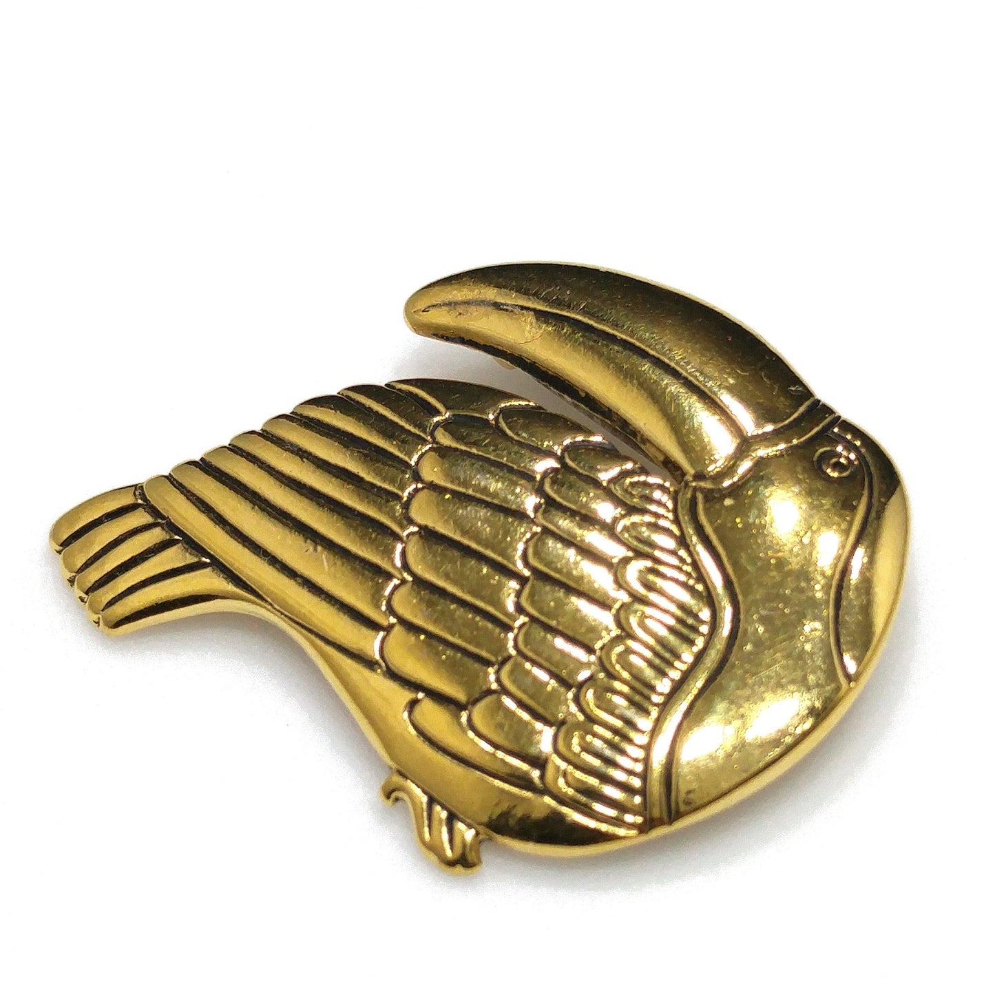 Vintage Laurel Burch Toucan Bird Brooch, Gold Plated