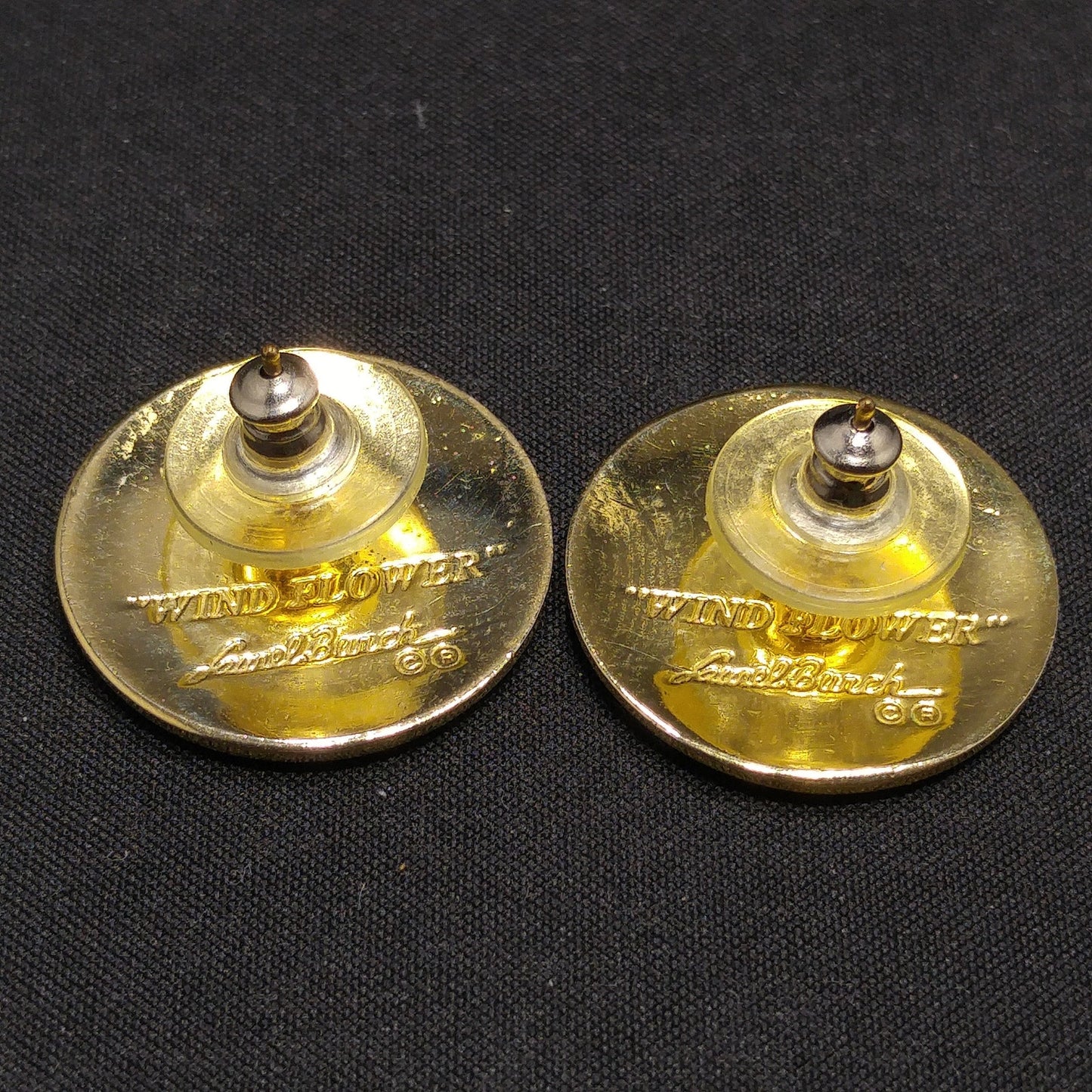 Laurel Burch Wind Flower Earrings, Gold Plated, 1980s Vintage Jewelry