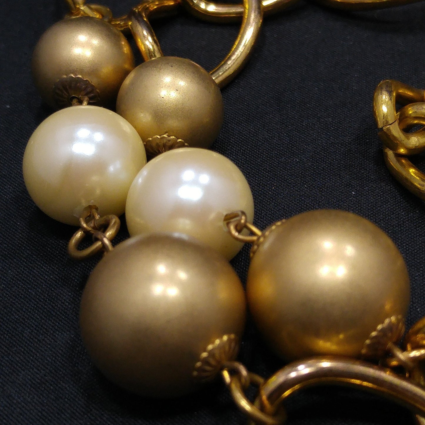 Miriam Haskell Long Faux Pearl Necklace, 36 Inches, Gold Plated, 1940s Vintage Jewelry