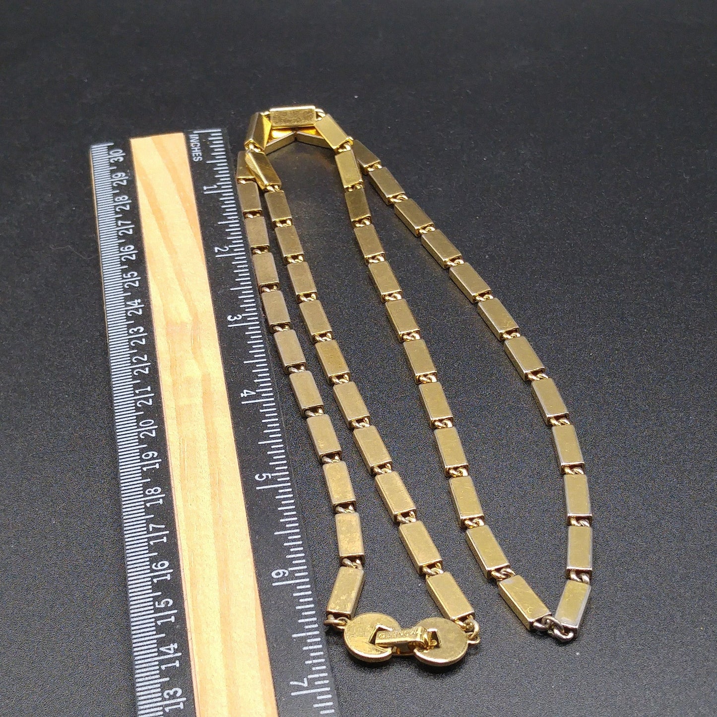 Monet Long Link Necklace, Gold Plated, 1970s Vintage Jewelry