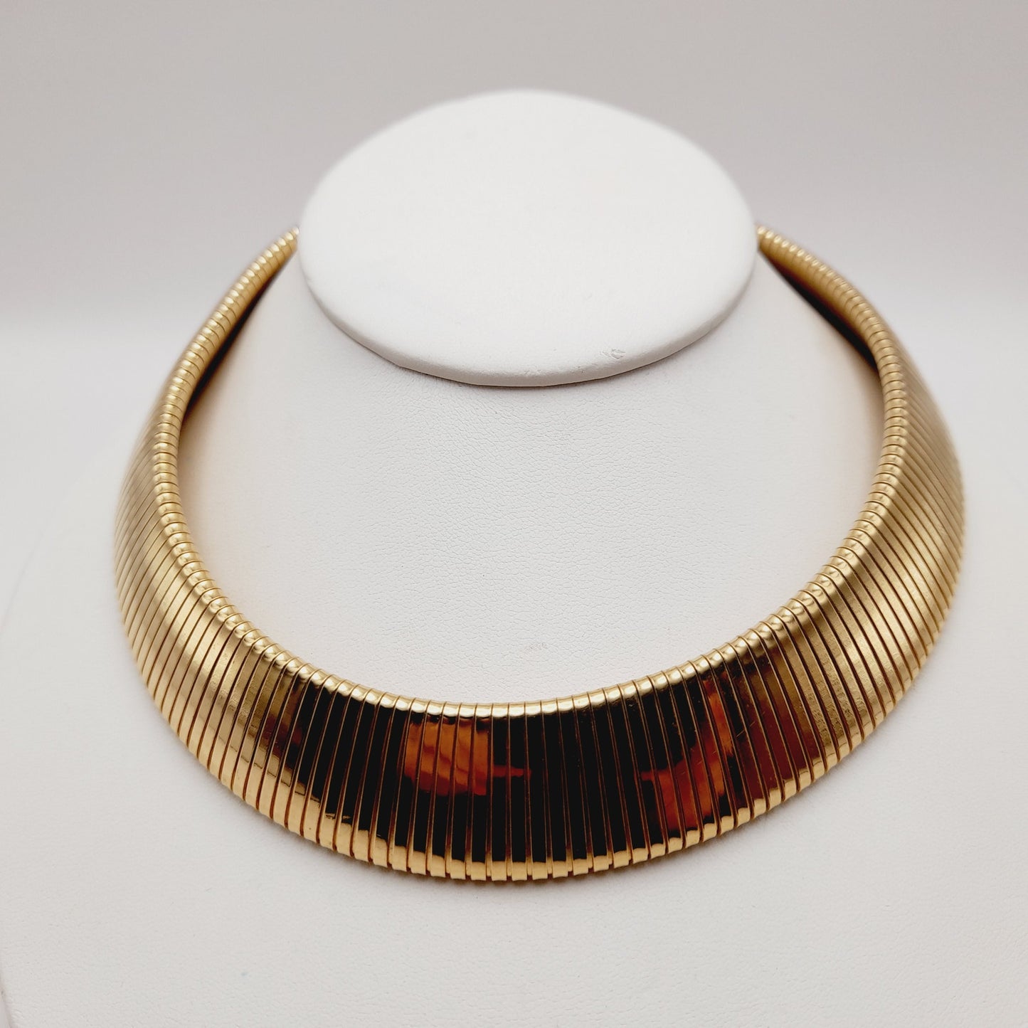Kenneth Lane Gold Plated Wide Ribbed Choker Necklace
