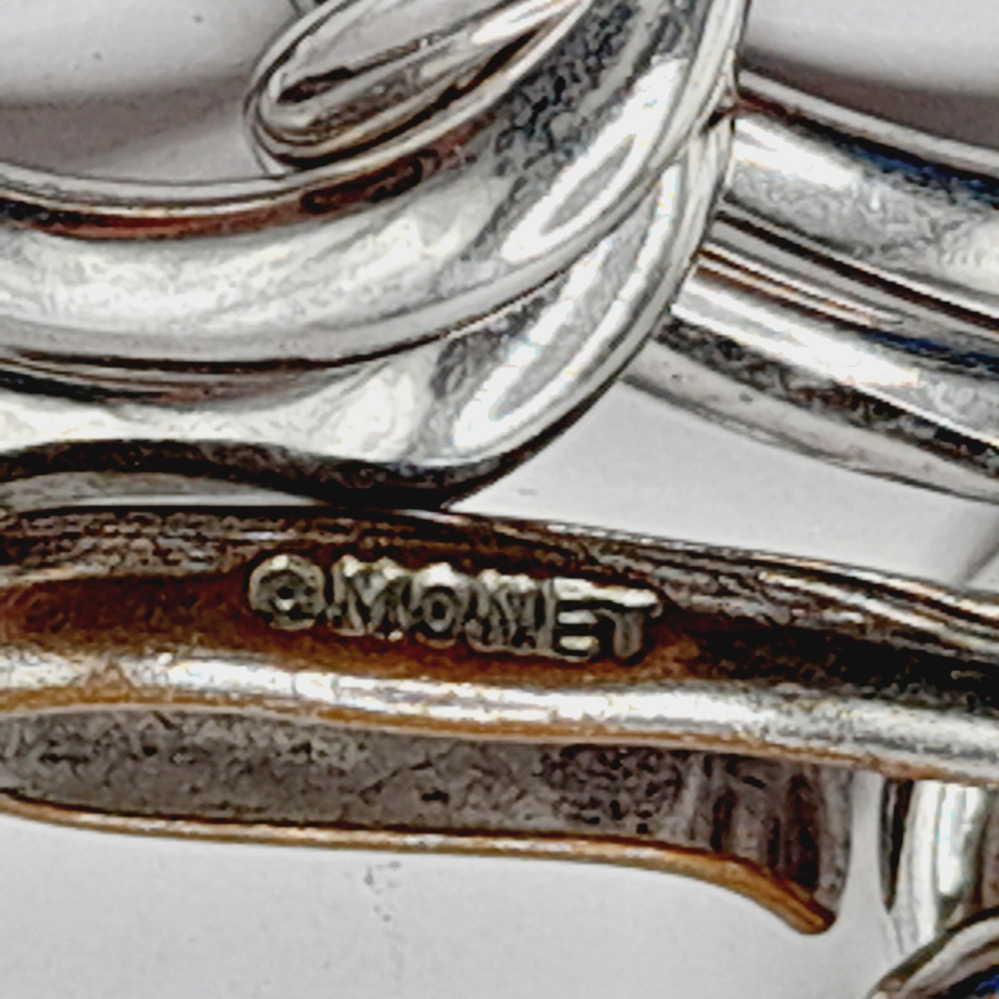 Vintage Monet Rhodium Plated Chunky Silver Tone Chain Necklace, 26 Inches