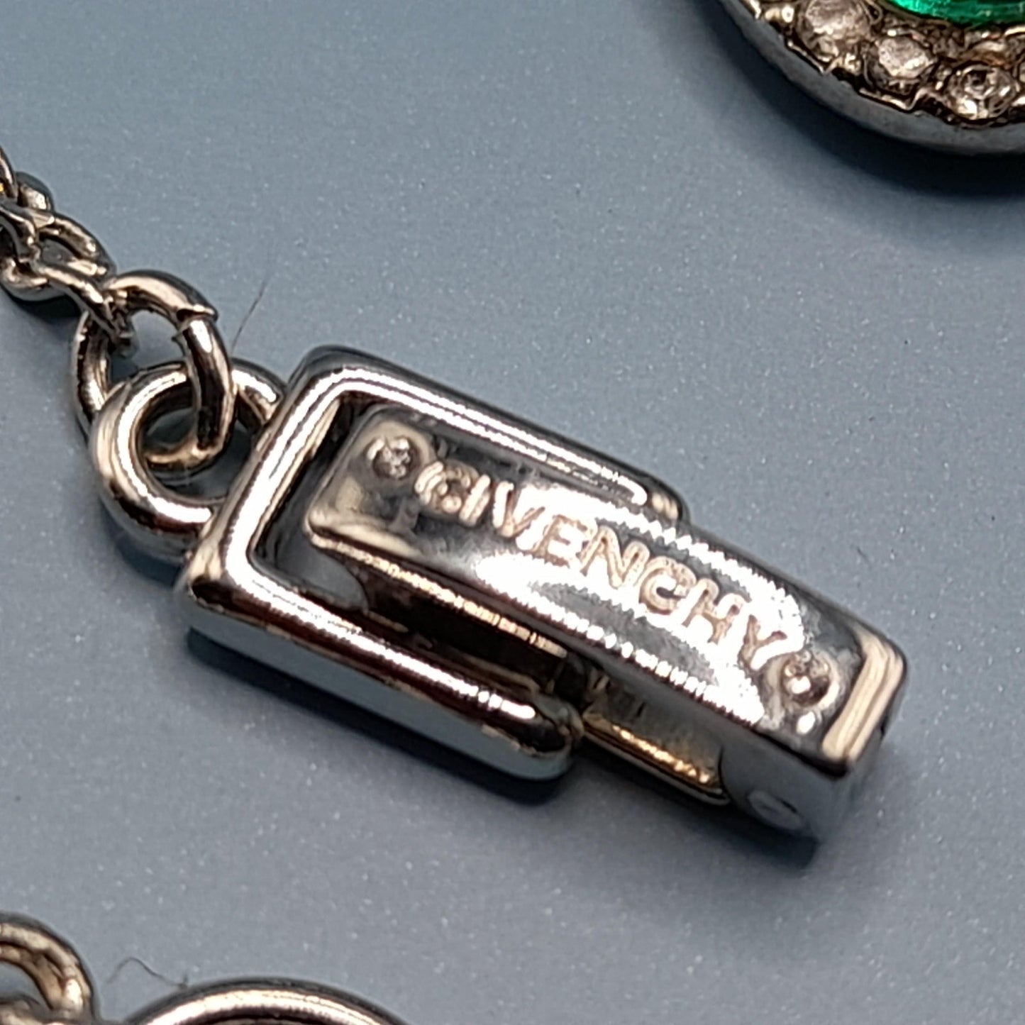 Givenchy Necklace & Earrings Set – Silver Tone Emerald Green Crystal Jewelry