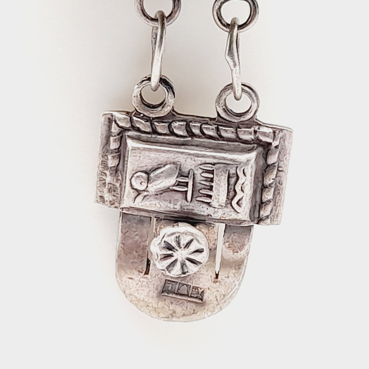 Antique Art Deco Silver Egyptian Revival Scarab Bracelet