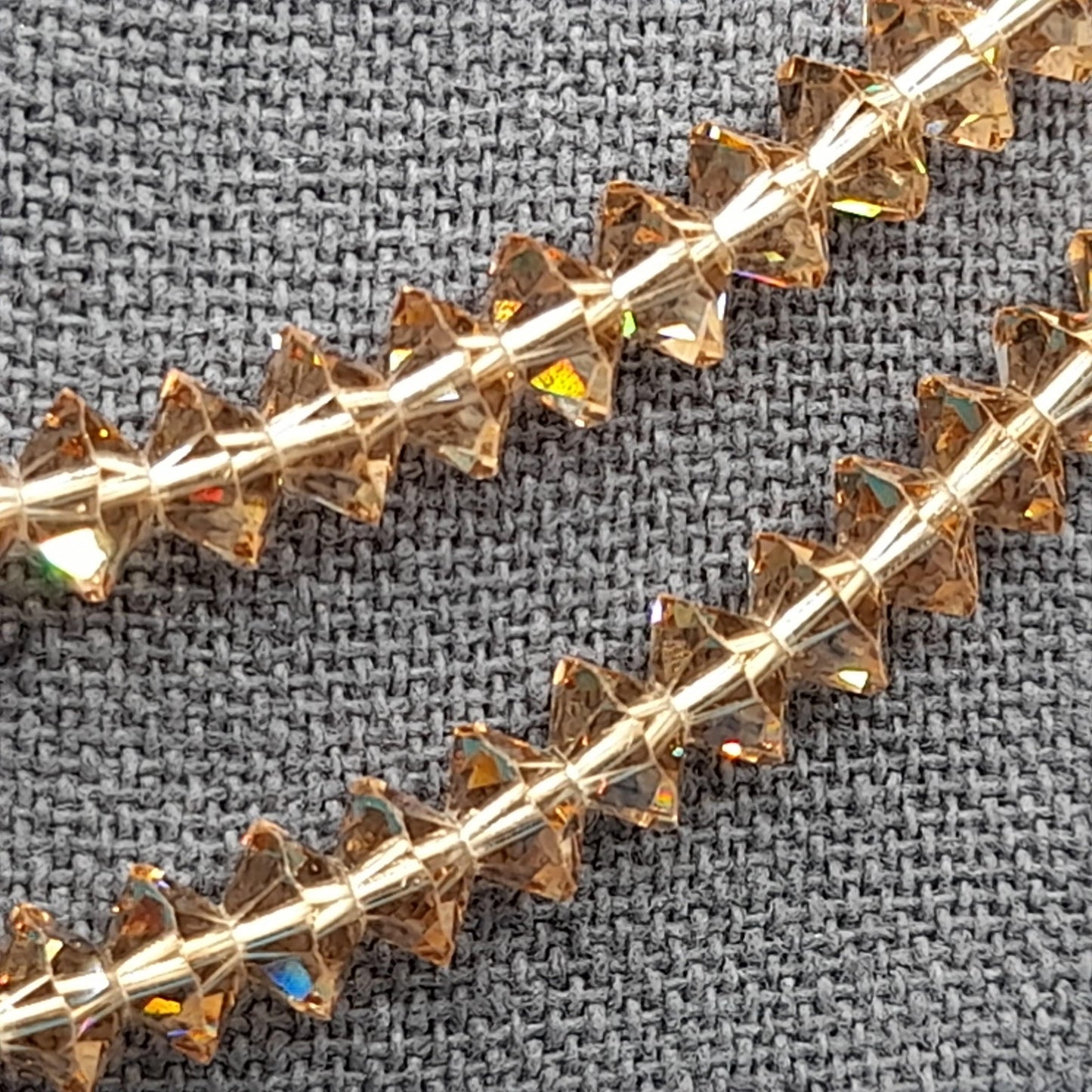 Light Topaz Crystal Necklace, Aurora Borealis, Rhinestone End Bars, 1960s Vintage Jewelry
