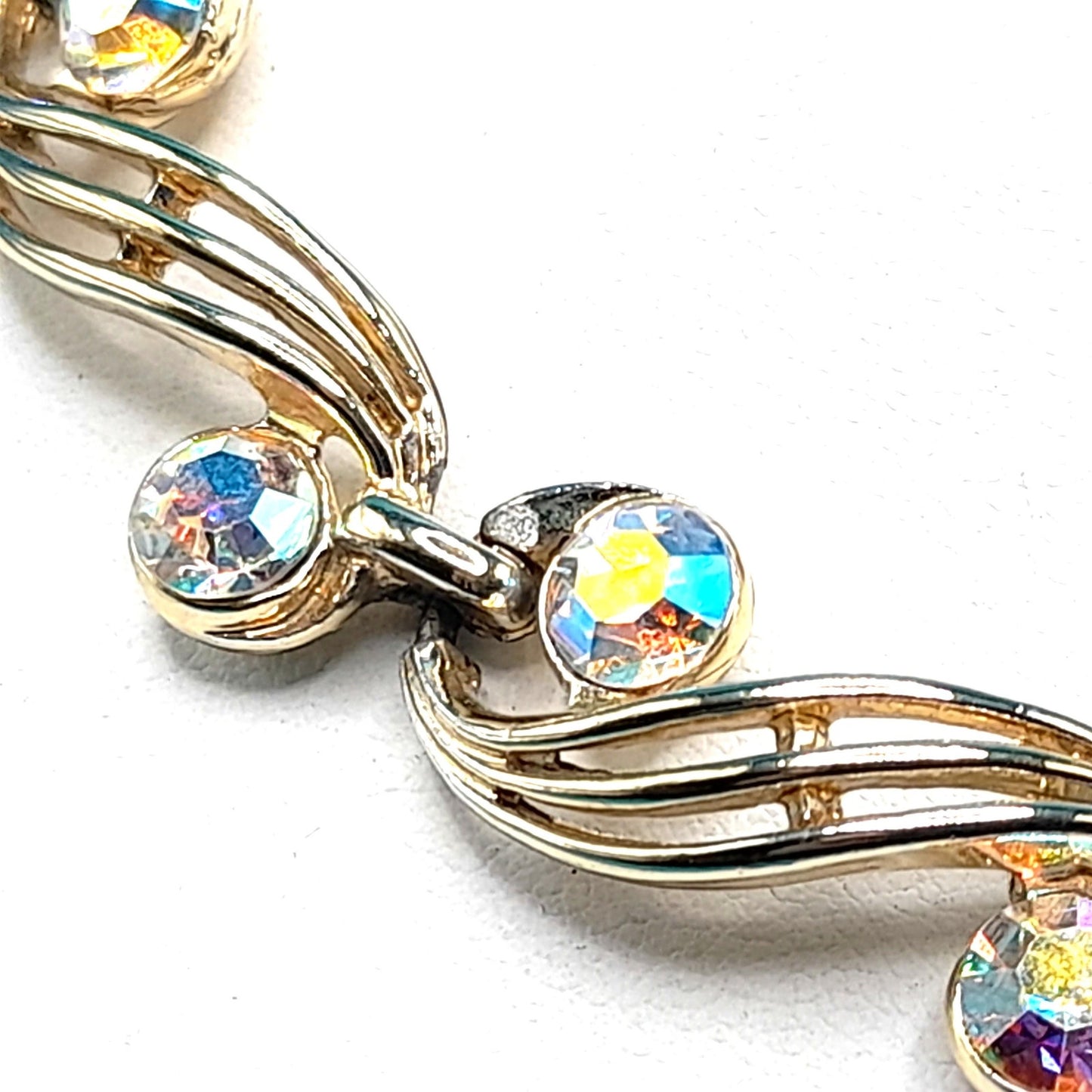 Vintage Aurora Borealis Choker Necklace, Unsigned Schrager, 1950s Vintage Jewelry