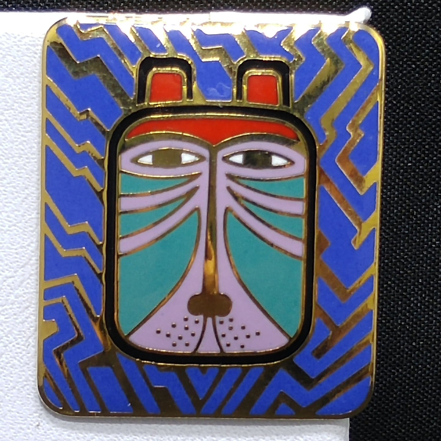 Laurel Burch "Toshio" Post Earrings, Gold Plated & Enamel Cloisonné, 1980s Vintage Jewelry